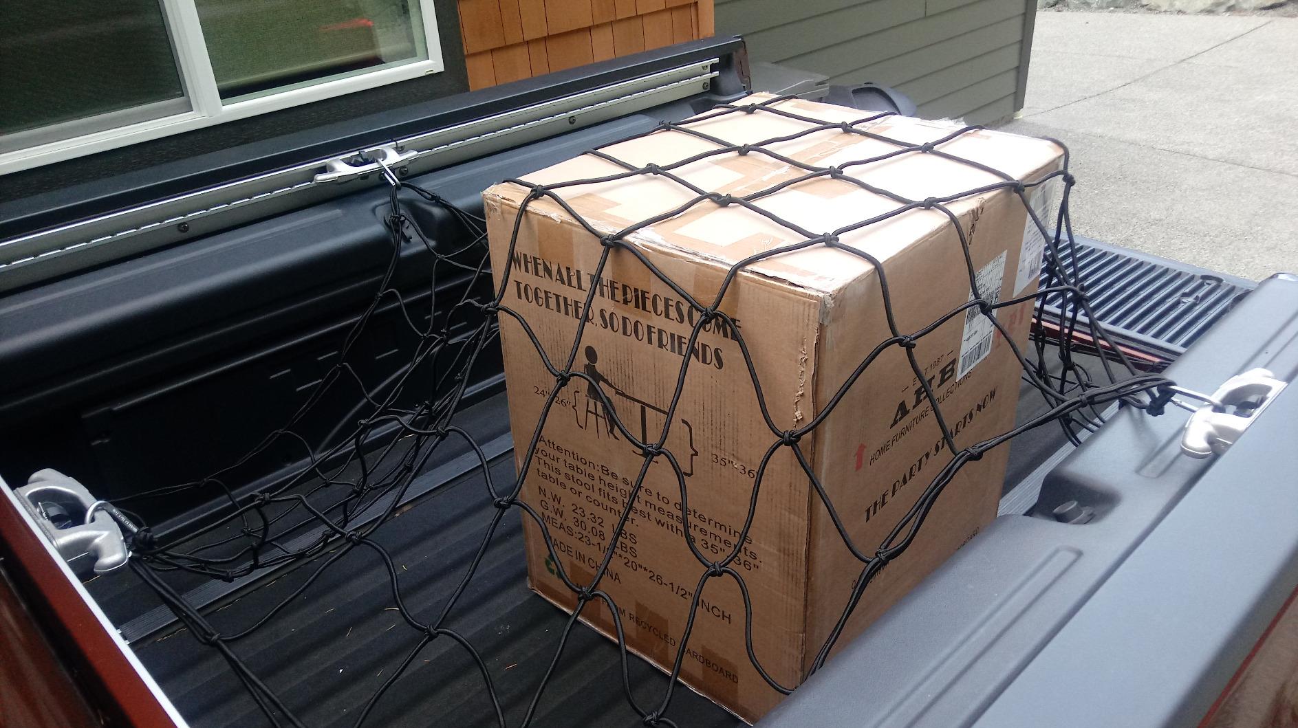 Seven Sparta Large Cargo Net for Truck Bed 5'x 7' Stretches to 10' x 14' | Latex, Large Size, With 16 D Clip Carabiners customer photo 2