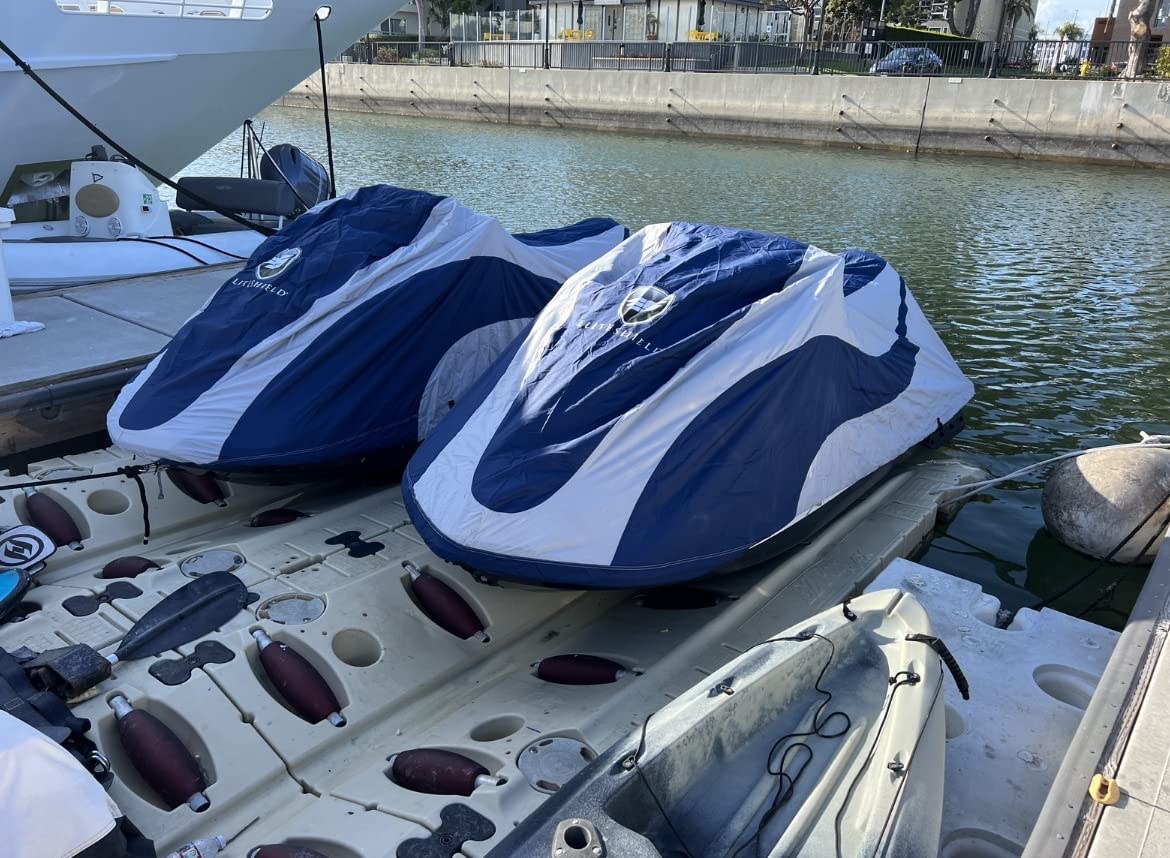 EliteShield Trailerable Jet Ski Cover, Heavy Duty Waterproof Marine Grade 600D Solution-Dyed Polyester PWC Cover, Fits Stand-up Jet Ski Red/Gray (Yamaha Superjet Kawasaki SX 650 750 SXR) customer photo 1