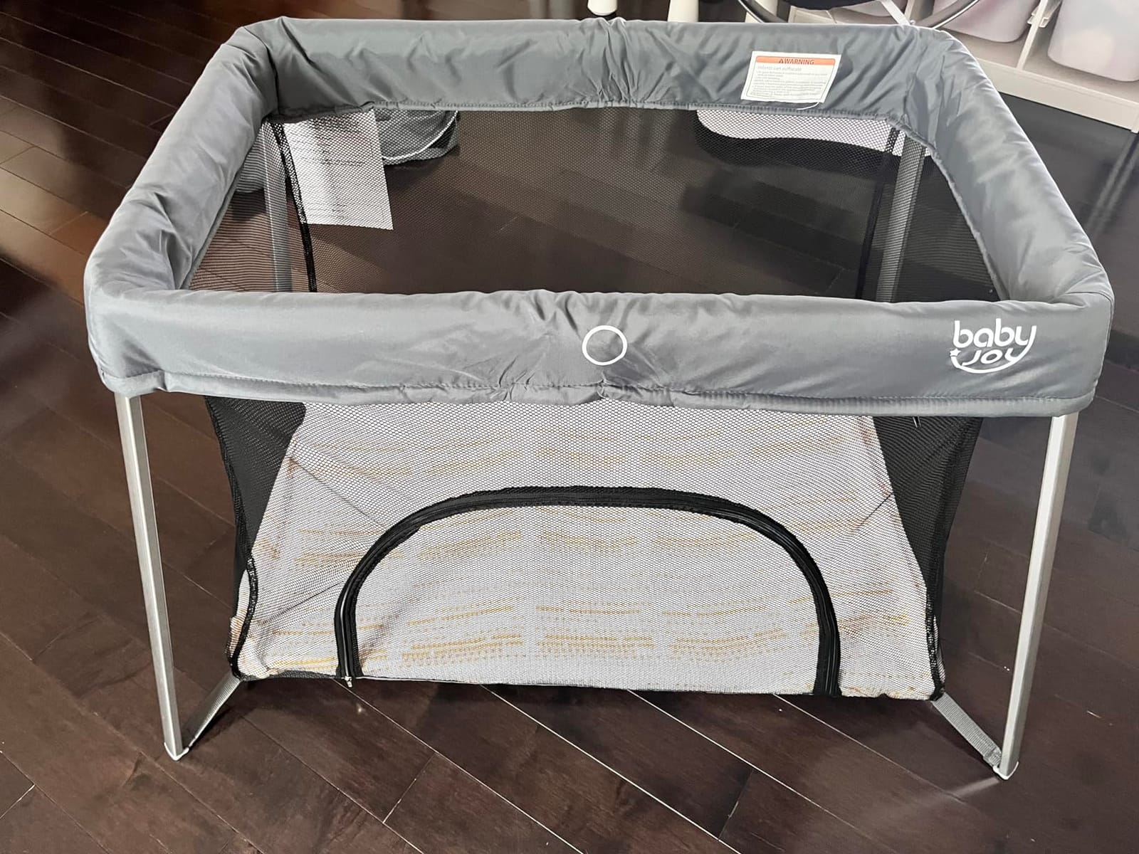 BABY JOY 2 in 1 Travel Crib with Side Zipper, Portable Baby Playard with Soft Washable Mattress, Installation-Free Home Playard with Carry Bag for Airplane, Lightweight Playpen for Infants &Toddlers customer photo 2