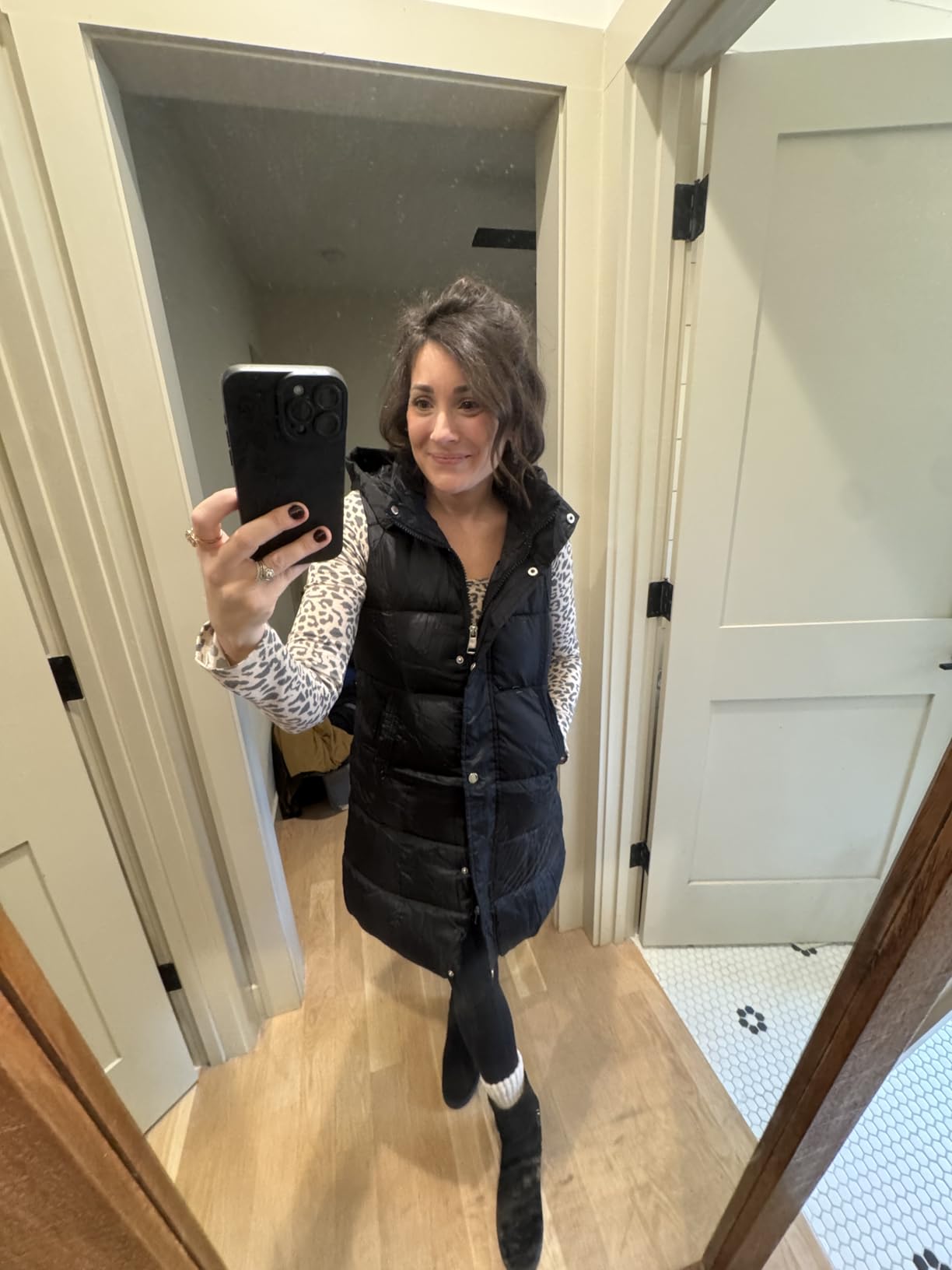 Tanming Women's Long Puffer Vest with Removable Hood customer photo 1