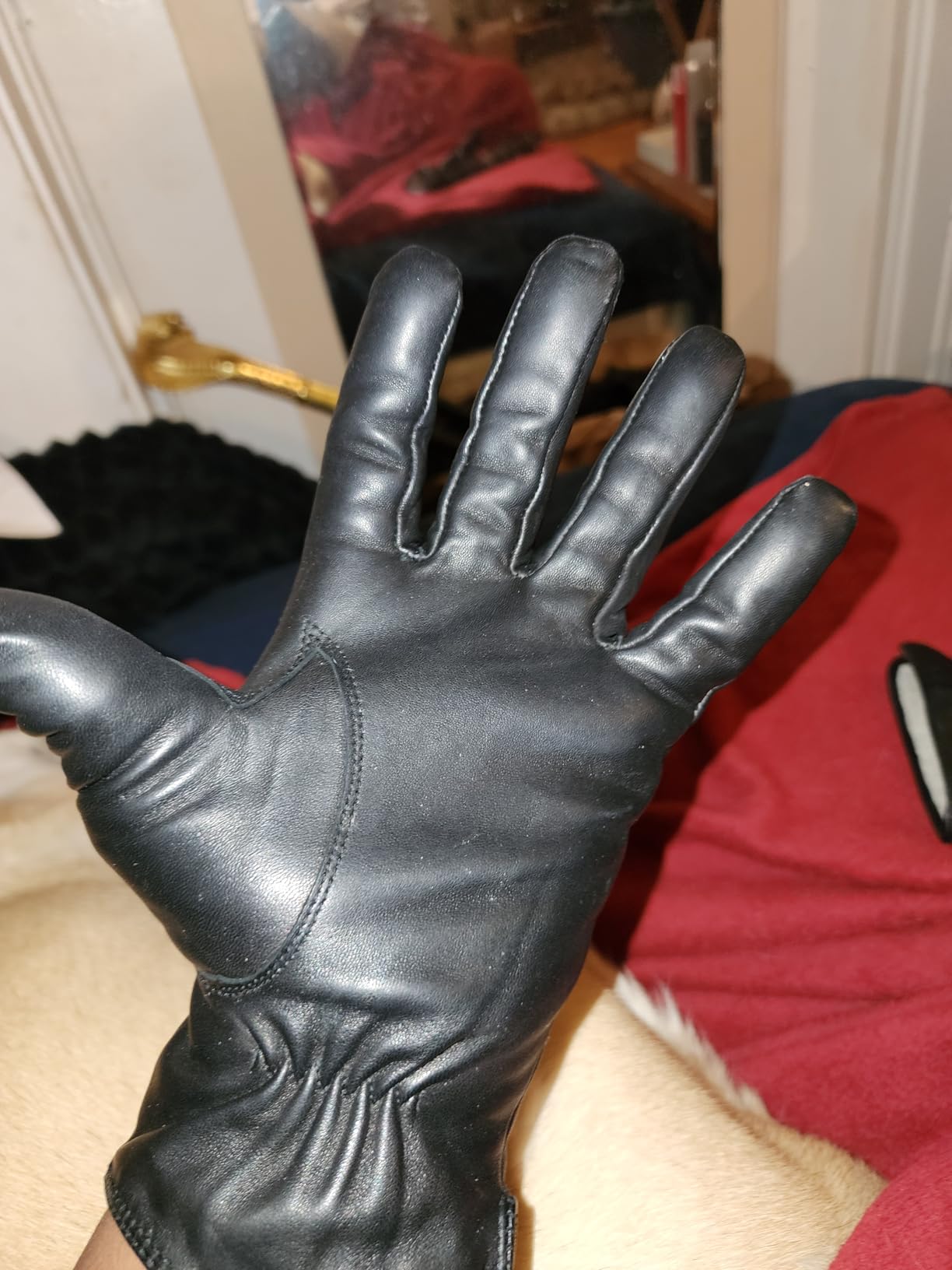 Luxury Mens Leather Gloves Cashmere Lined-Soft Comfortable Lambskin Touchsreen customer photo 1