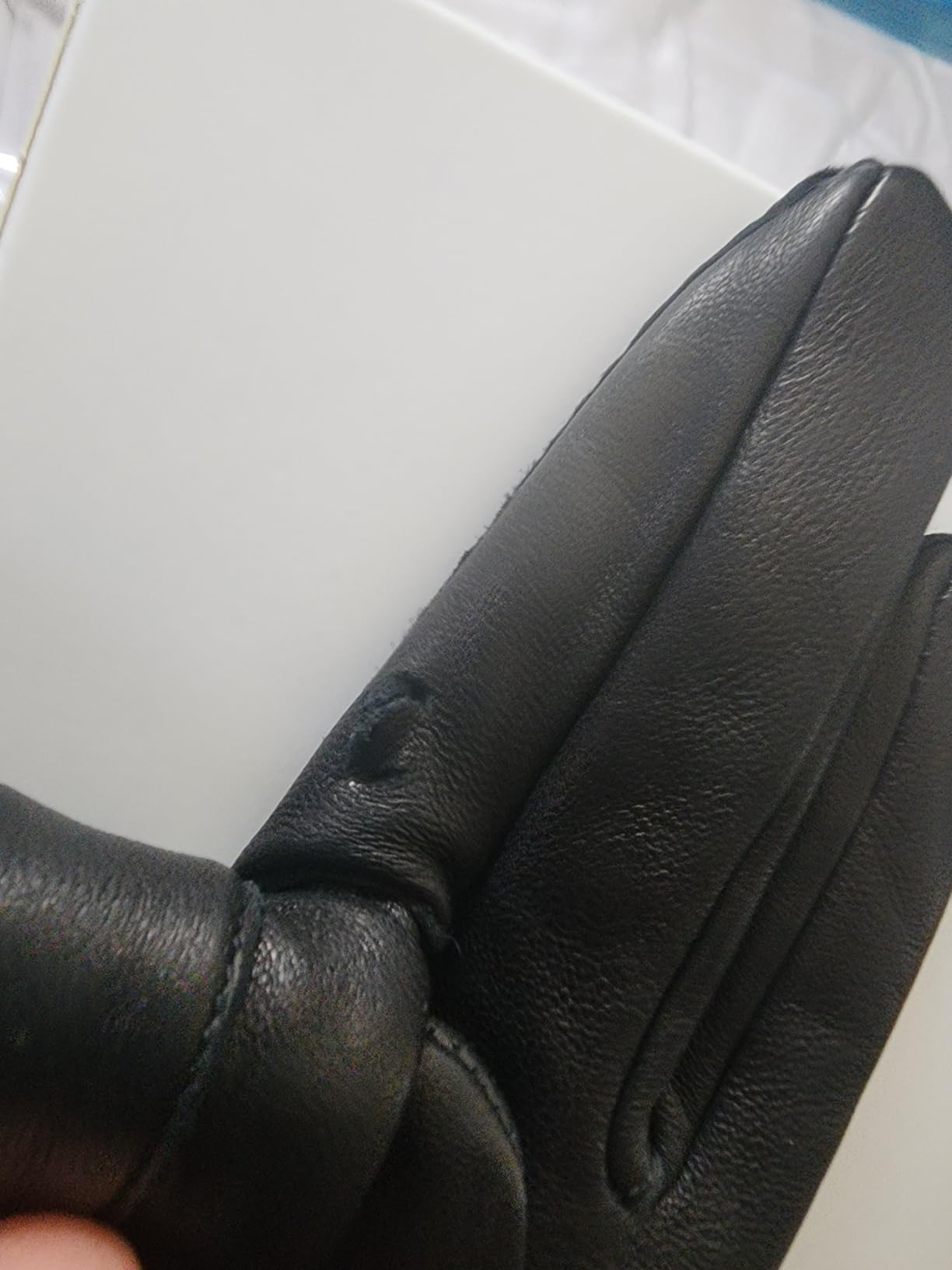 Luxury Mens Leather Gloves Cashmere Lined-Soft Comfortable Lambskin Touchsreen customer photo 2