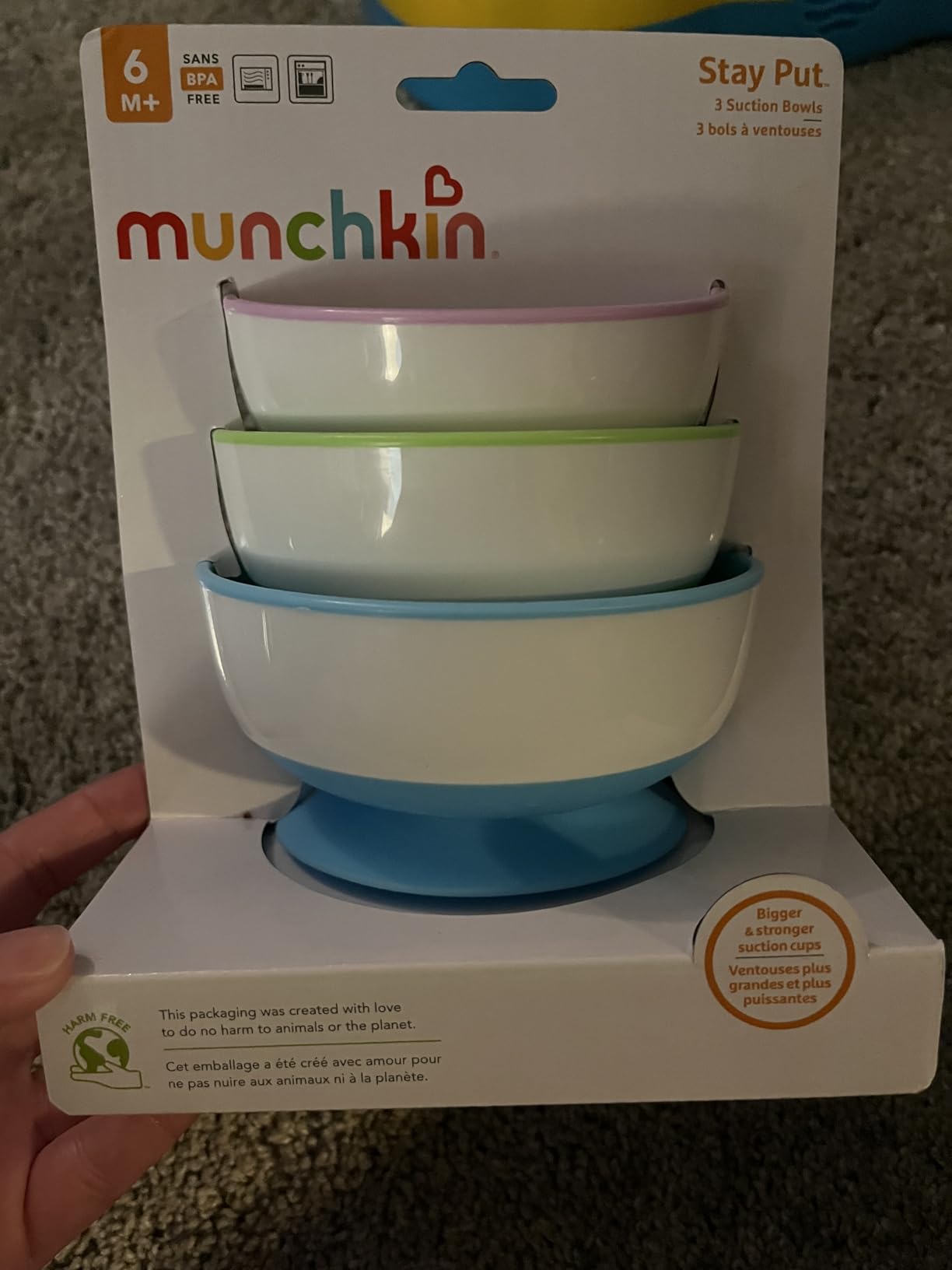 Munchkin Stay Put Suction Bowls for Baby, 3 Pack, Blue/Green/Purple customer photo 1