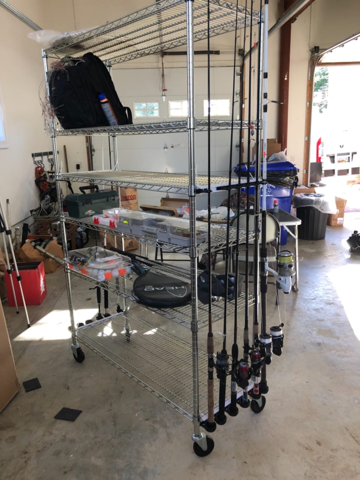 Rush Creek Creations 6 Rod Fishing Pole Holder for Garage Organization & Wall Storage, Vertical/Horizontal Rack 1 Pack, White and Black customer photo 1