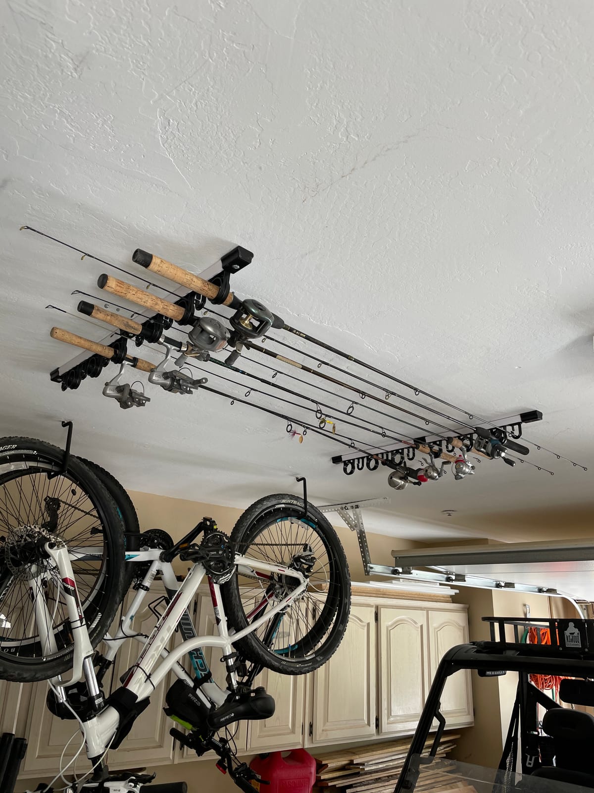 Rush Creek Creations 6 Rod Fishing Pole Holder for Garage Organization & Wall Storage, Vertical/Horizontal Rack 1 Pack, White and Black customer photo 2