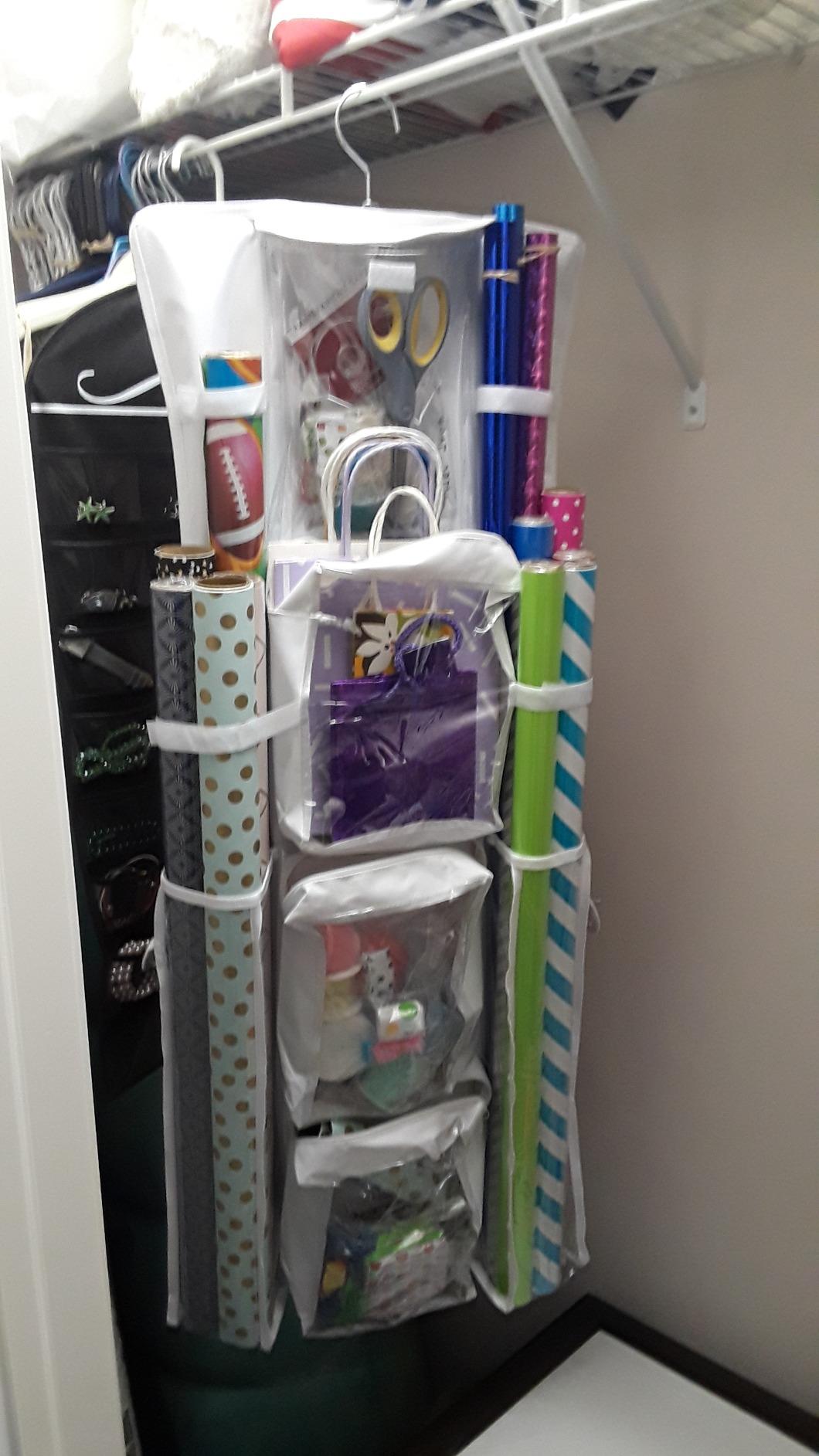 Freegrace Hanging Gift Wrap Organizer - Wrapping Paper Storage Bag, 41 Inch customer photo 2
