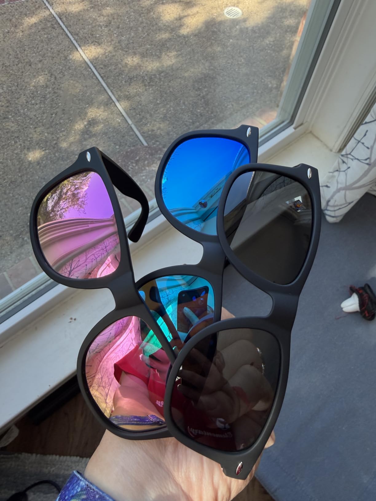 KALIYADI Polarized Sunglasses for Men and Women Matte Finish Sun glasses Color Mirror Lens UV Blocking (3 Pack) customer photo 2