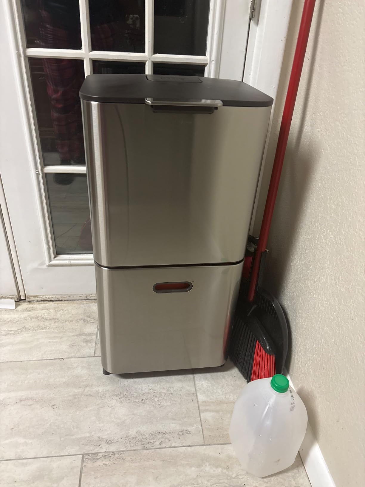 Joseph Joseph Totem Max 60 Liter/15.85 Gallon Waste Separation and Recycling Kitchen Trash Can with Odor Filter and Removable Food Waste Caddy, Stainless Steel customer photo 2