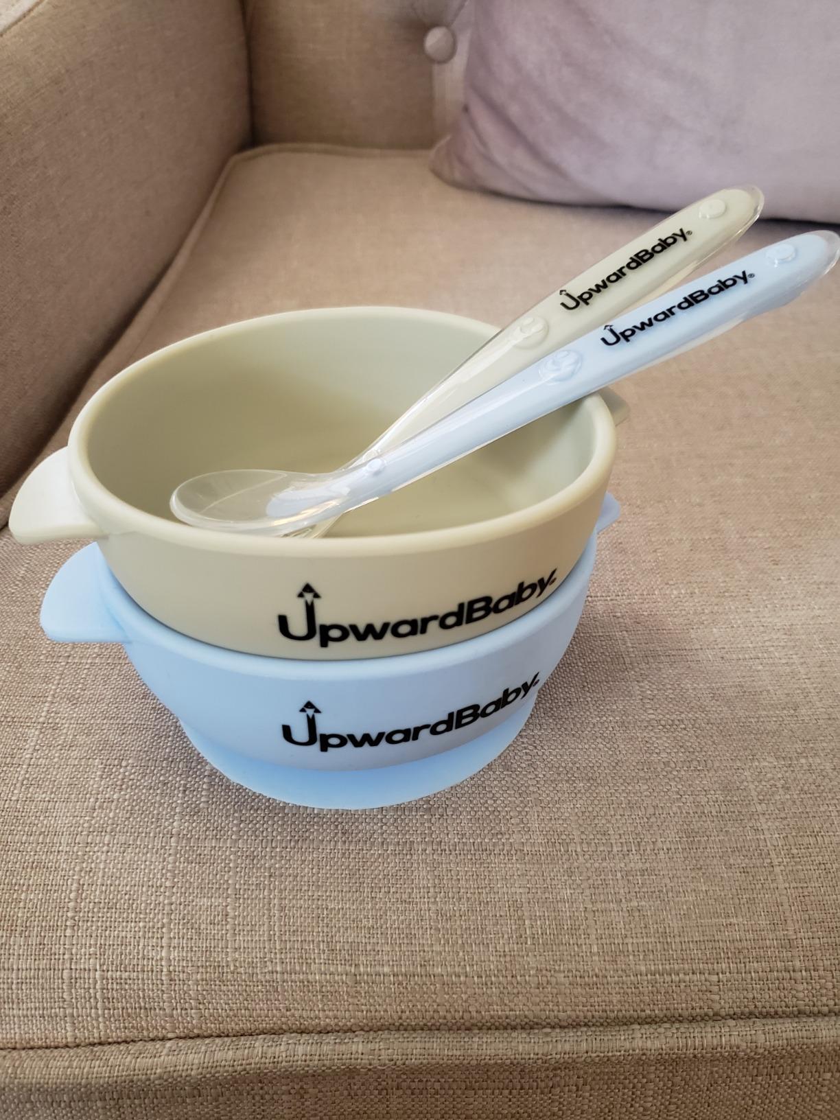 UpwardBaby Silicone Baby Bowls with Suction Set - Strong Suction Design for Toddlers 1-3, Easy-Grip Baby Spoon for Self-Feeding, BPA Free Feeding Bowls, 4-Piece Set customer photo 2