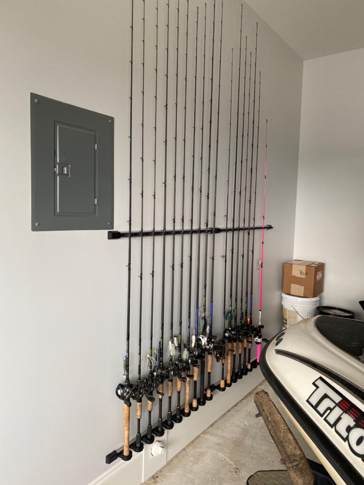 Rush Creek Creations Fishing Rod Holder, Garage Organization and Wall Storage, for Reels, Gear and Accessories (Vertical/Horizontal Rack), 10 Rod customer photo 2