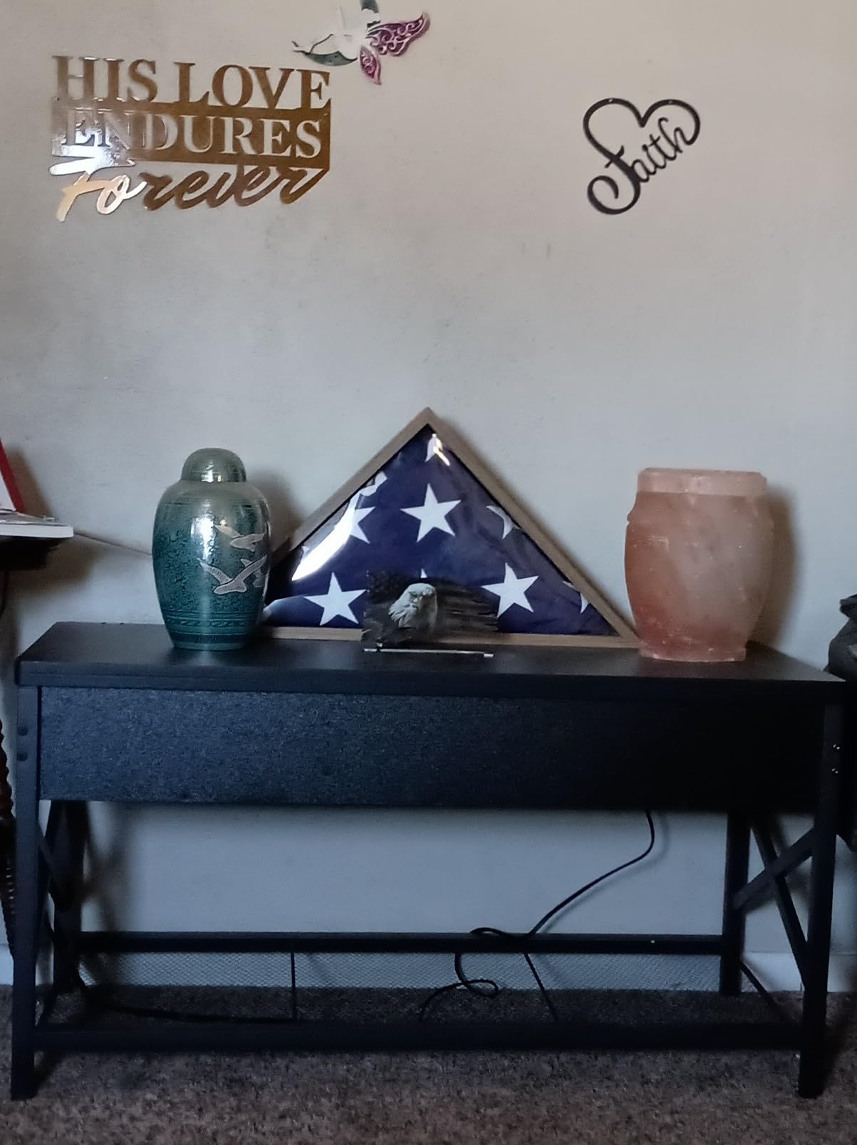 Americanflat Large Flag Display Case for Folded 5x9.5' Burial Flags - Engineered Wood Display Box for Wall or Tabletop - Silhouette Collection - Black customer photo 1