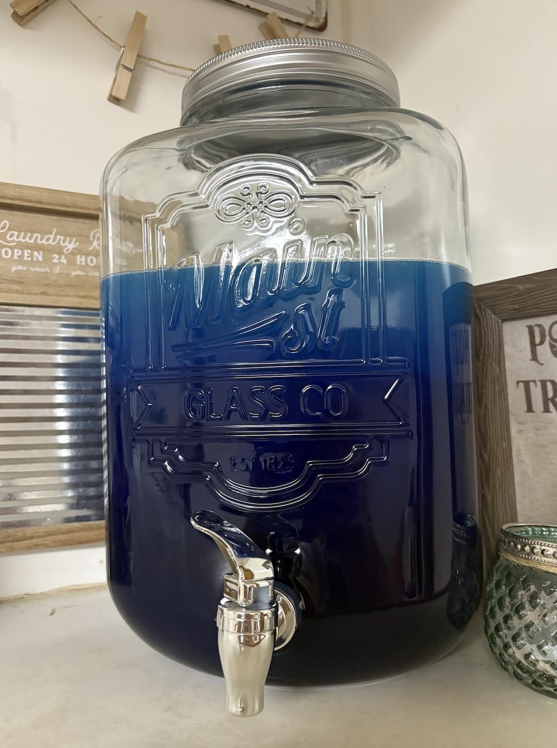 Style Setter Glass Beverage Drink Dispenser Main St. w/Metal Stand, 3 Gal customer photo 2