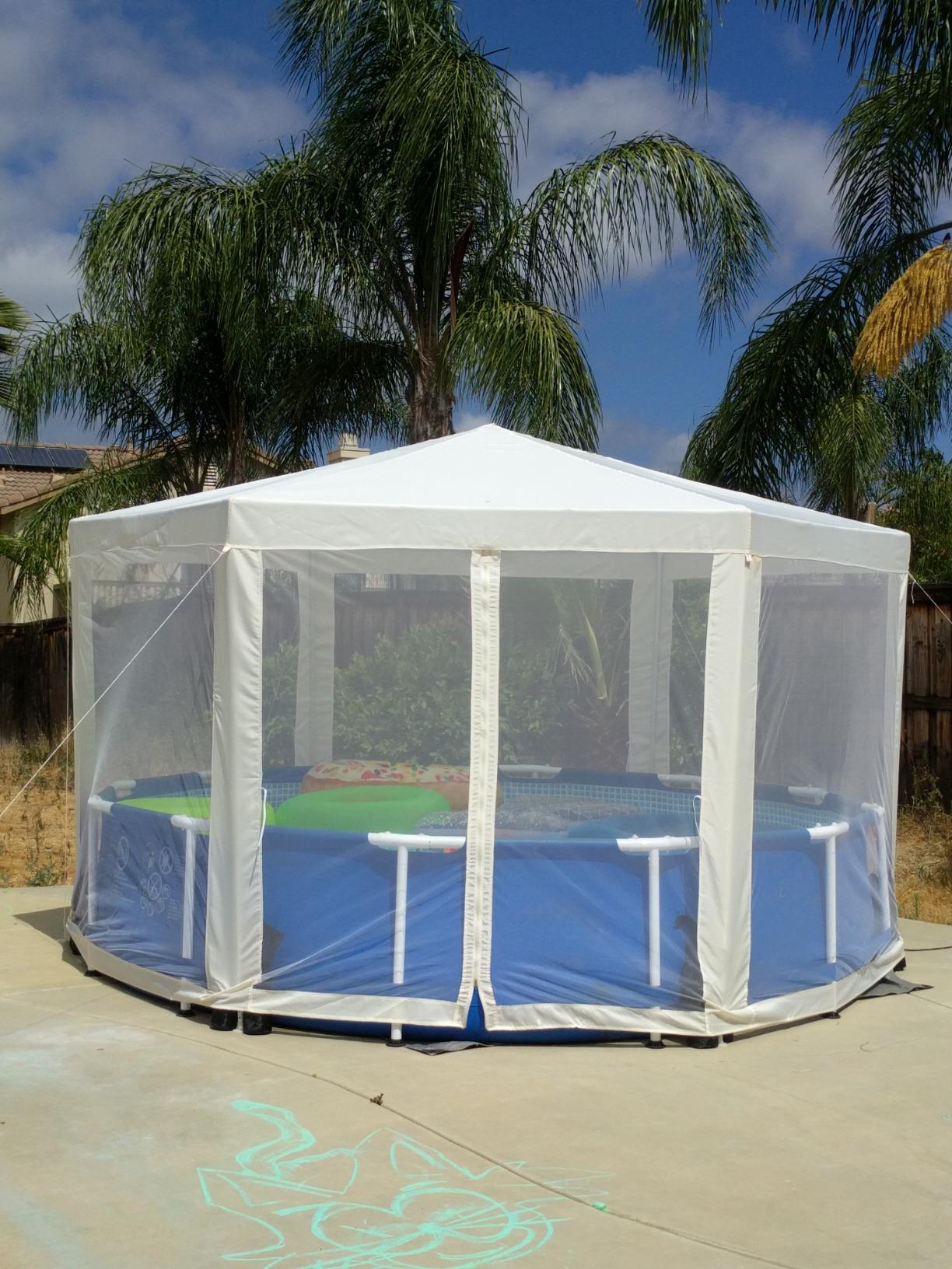 Outsunny 13' x 11' Outdoor Party Tent Sun Shade Shelter Canopy Green | Hexagon, Protective Mesh Screen Sidewalls, Ropes & Stakes customer photo 1