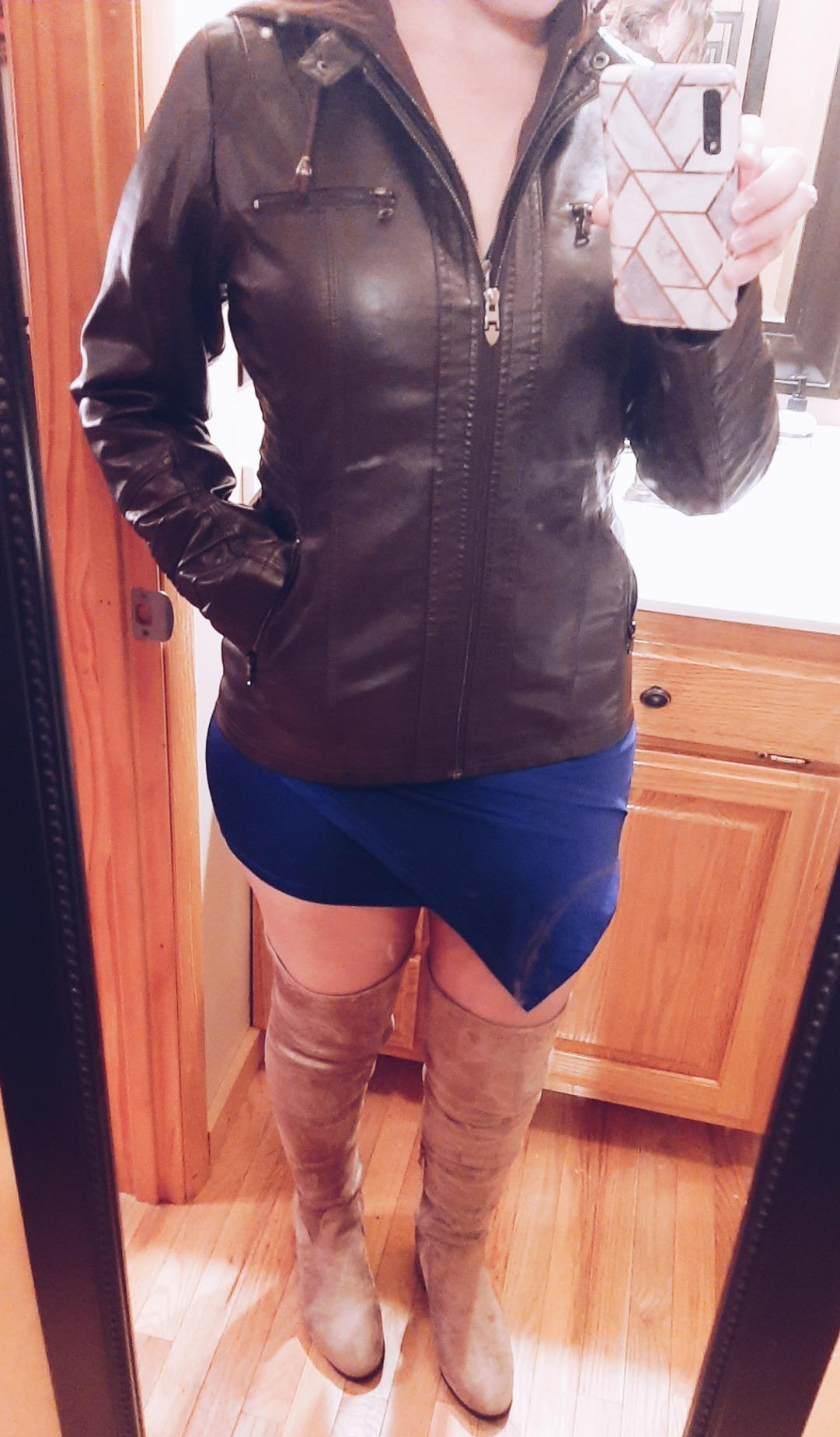 Springrain Women's Faux Leather Jacket Moto Biker Coat for Fall and Winter customer photo 2