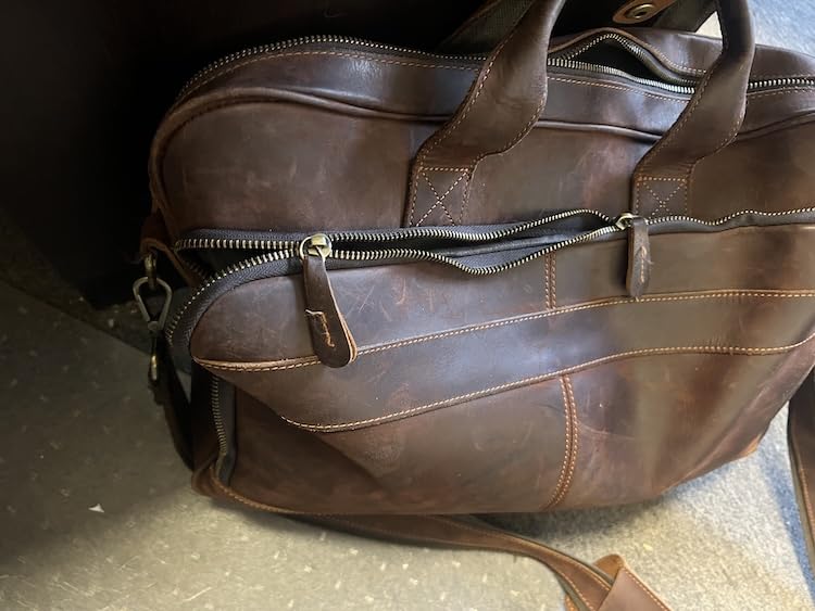 Jack&Chris Full Grain Leather Briefcase for Men, Business Messenger Bag Laptop Bag Attache Case, Fits 15.6 Inch Laptop customer photo 2