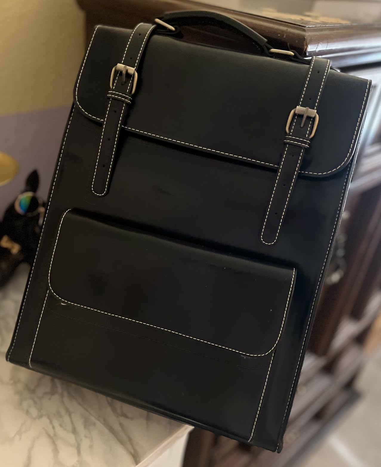 ECOSUSI Laptop Backpack for Women PU Leather Backpack Vintage for Laptop 15.6 inches Computer Bag College Bookbag customer photo 1