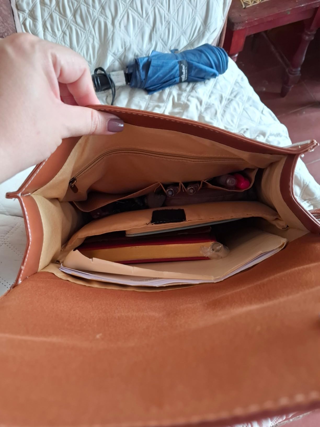 ECOSUSI Laptop Backpack for Women PU Leather Backpack Vintage for Laptop 15.6 inches Computer Bag College Bookbag customer photo 2