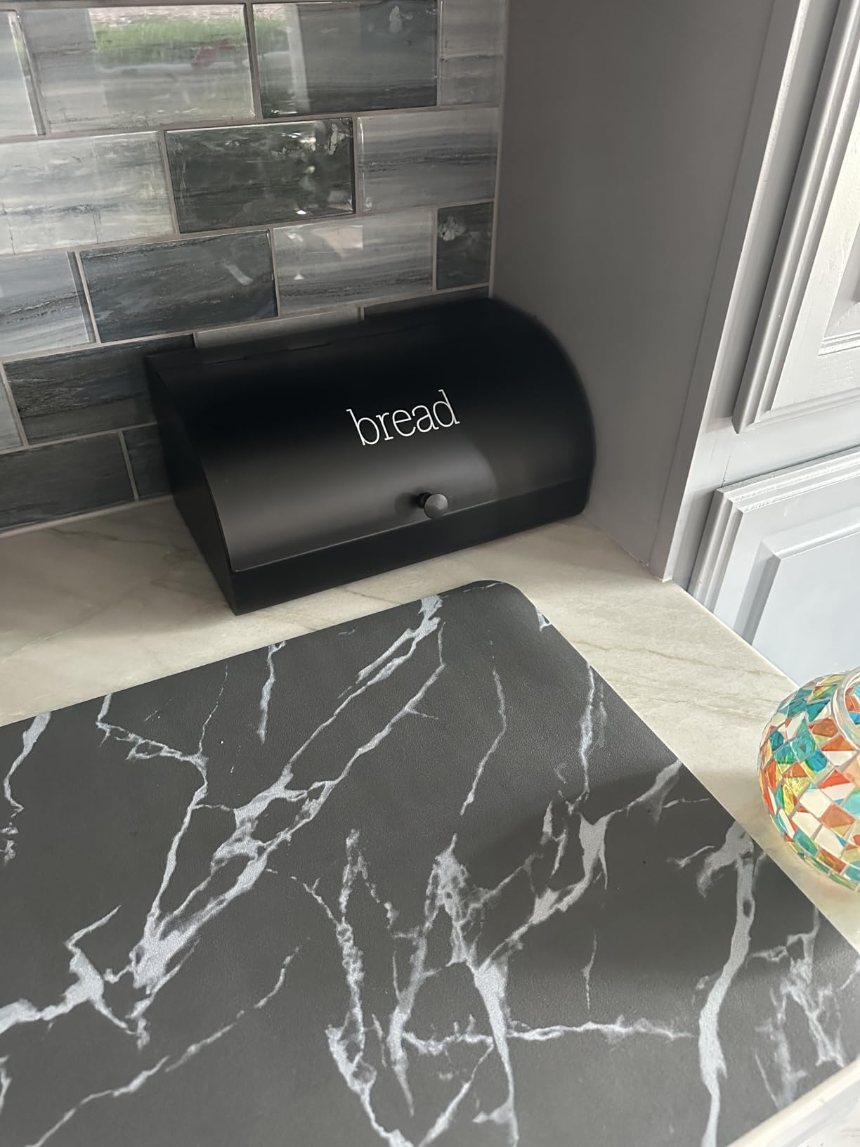 AuldHome Design Rustic White Bread Box; Farmhouse Vintage Enamelware Countertop Bread Bin customer photo 2