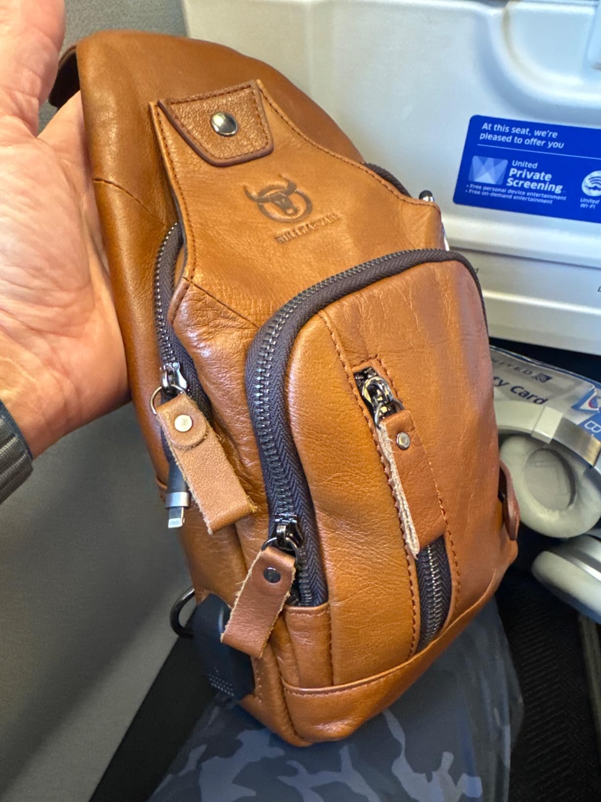 BULLCAPTAIN Genuine Leather Sling Bag for Men XB-129 customer photo 2