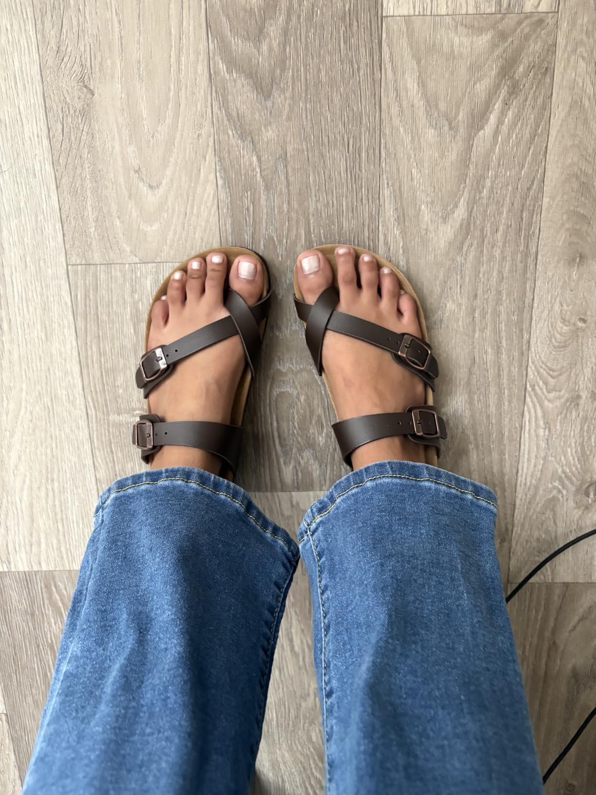 CUSHIONAIRE Luna Cork Footbed Sandals for Women with Crossover Straps customer photo 1