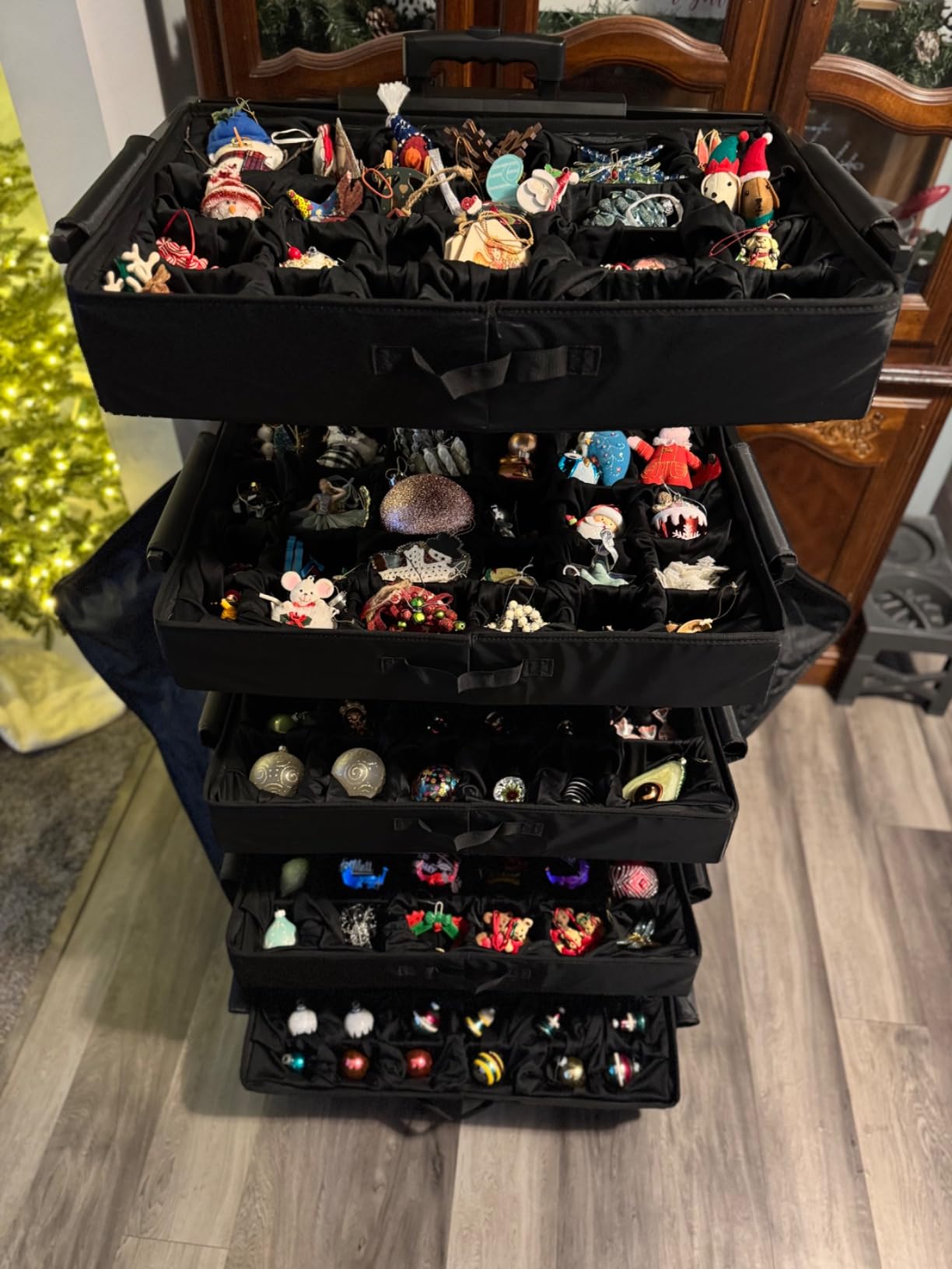TreeKeeper Telescoping Christmas Ornament Storage Box with Dividers - Adjustable Organizer Holds 120 Ornaments up to 4 Inches Tall by Nearly Any Width and Length | 5 Removable Trays with Separators customer photo 2