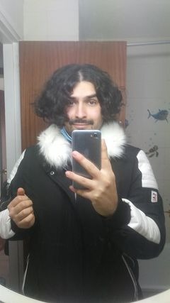 chouyatou Men's Winter Warm Faux Leather Spliced Padded Long Down Alternative Parka Coat Fur Hood customer photo 2
