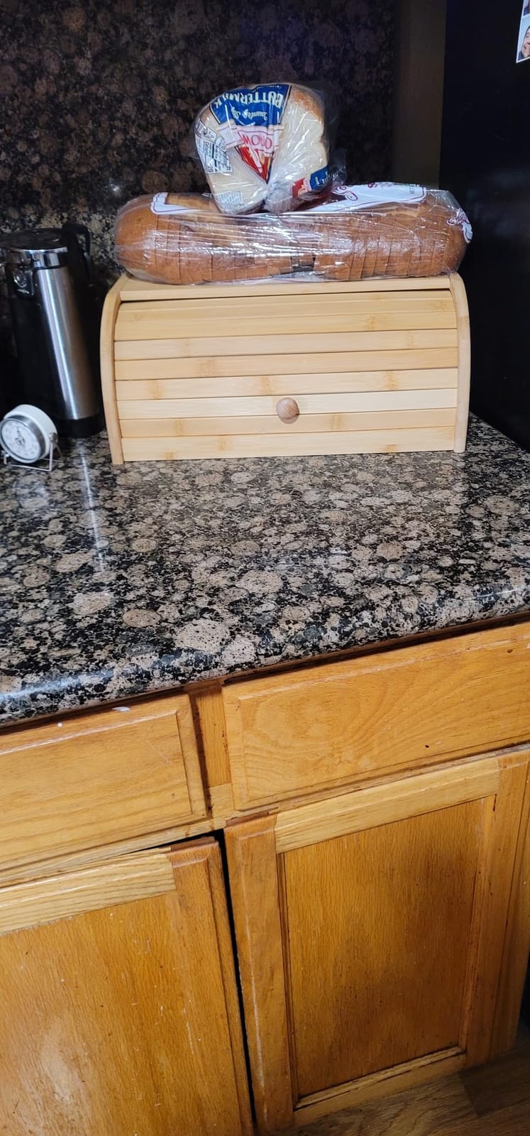 RoyalHouse Natural Bamboo Roll Top Bread Box for Kitchen Countertop, Large customer photo 1