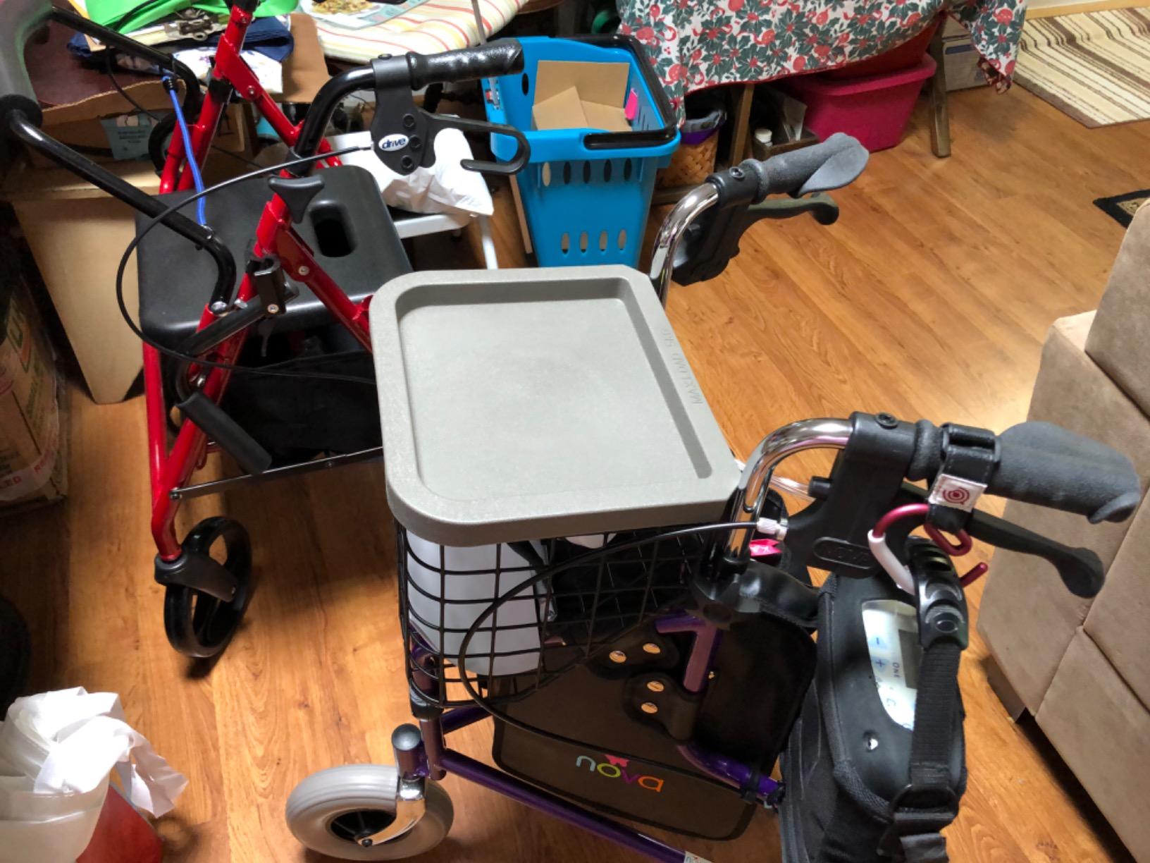 NOVA Traveler Folding 3-Wheel Walker with Tray, Basket, Pouch & Cup Holder, Lightweight Mobility Aid for Seniors & Adults, 8” All-Terrain Wheels for Tight Spaces & Travel, Sky Blue customer photo 2