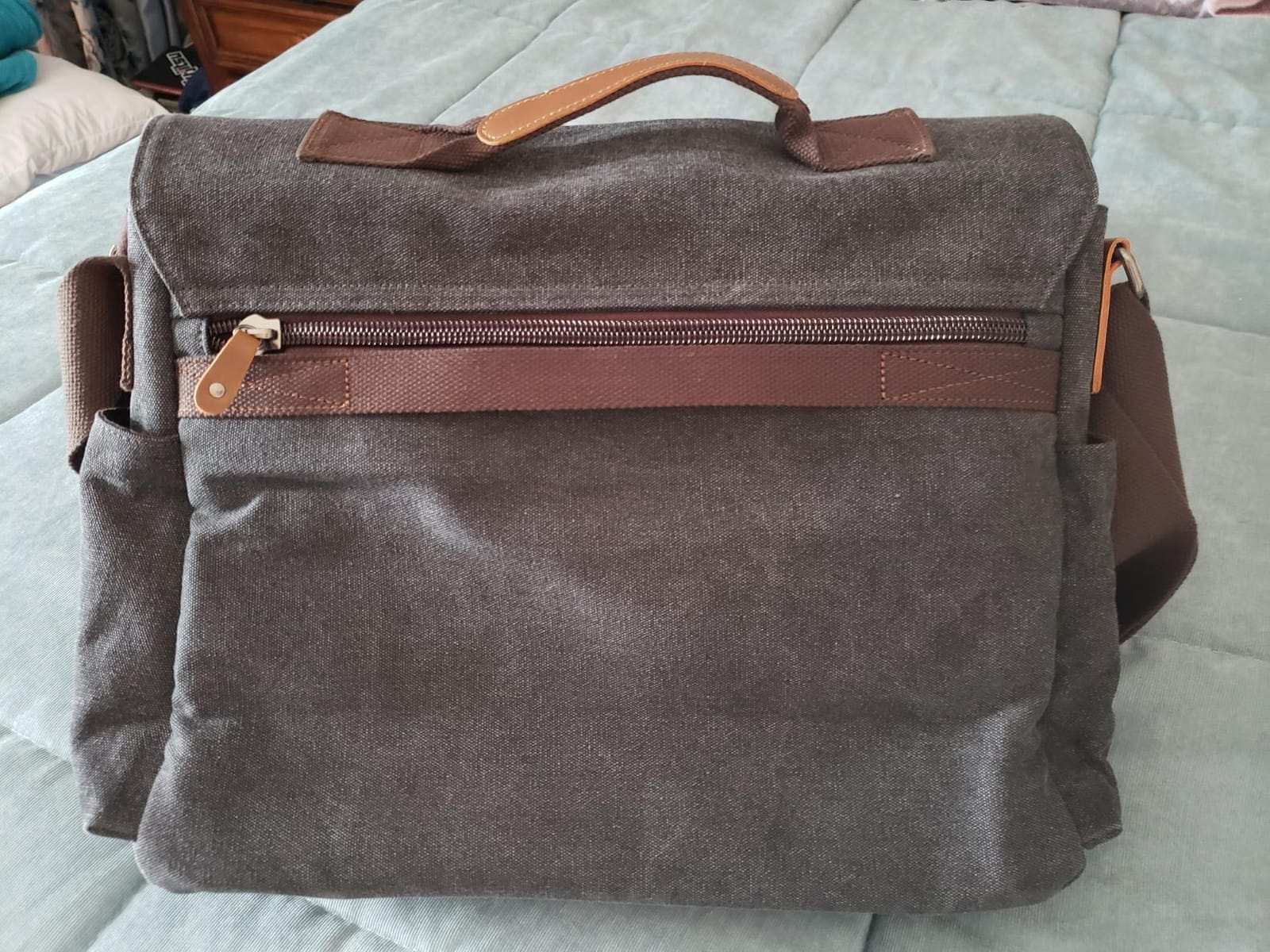Messenger Bag for Men,VASCHY Vintage Water Resistant Canvas Satchel 14 15.6 17inch Laptop Briefcase customer photo 1