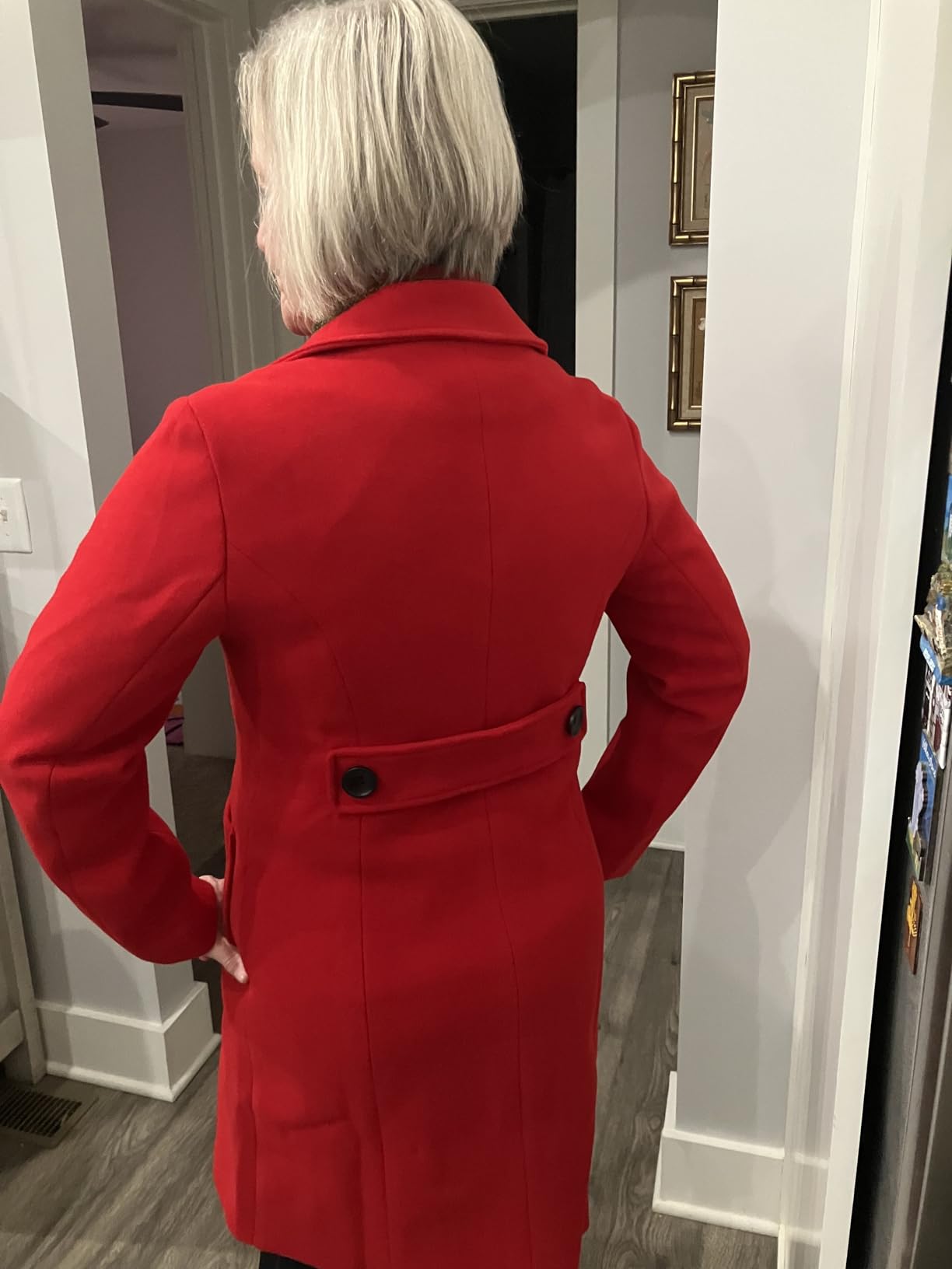 chouyatou Women Elegant Notched Collar Double Breasted Wool Blend Over Coat customer photo 1