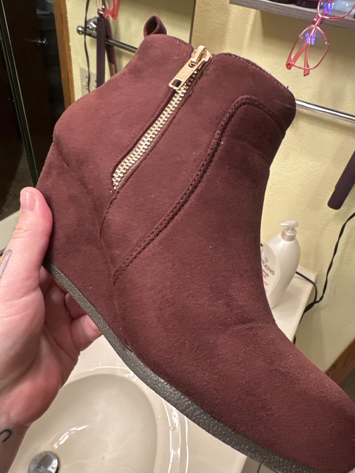 DREAM PAIRS Women's Suede Low Wedges Ankle Boots customer photo 1