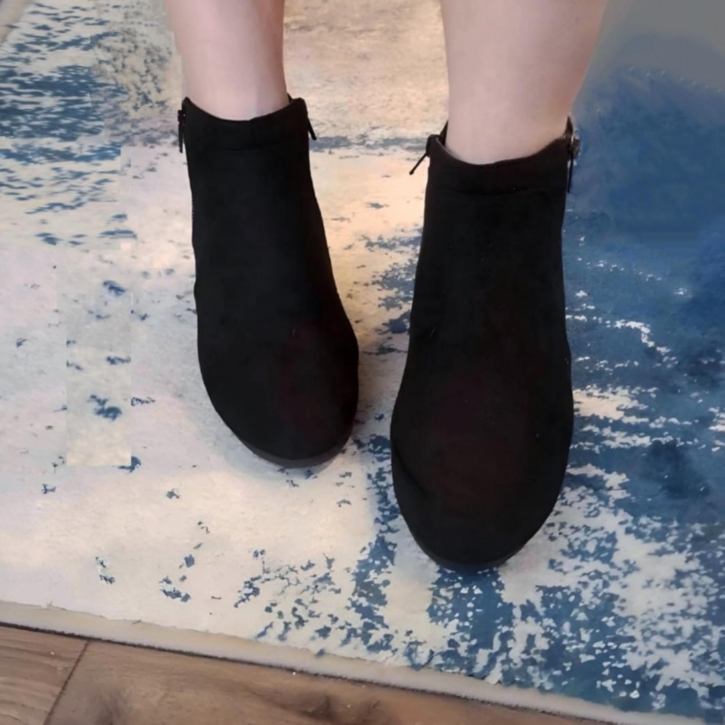 DREAM PAIRS Women's Suede Low Wedges Ankle Boots customer photo 2