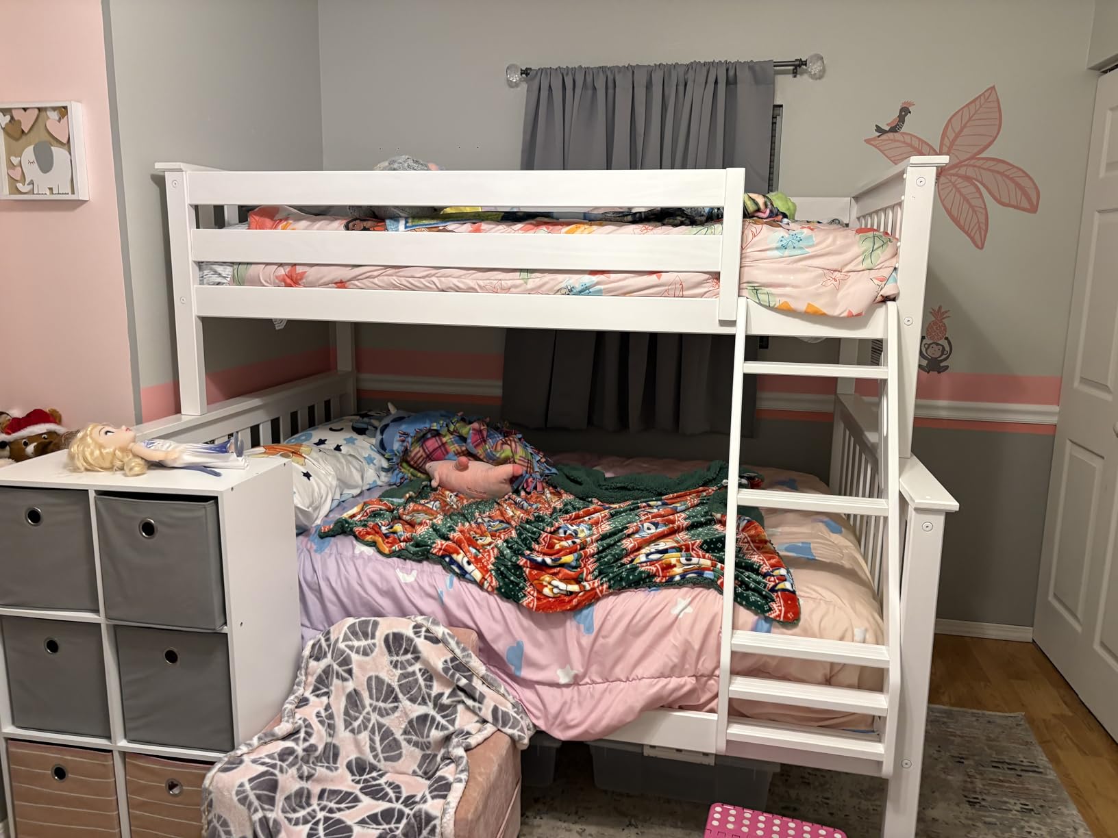 Max & Lily Bunk Bed Twin Over Twin, Solid Wood Bunk Bed Frame with Ladder for Kids, 14