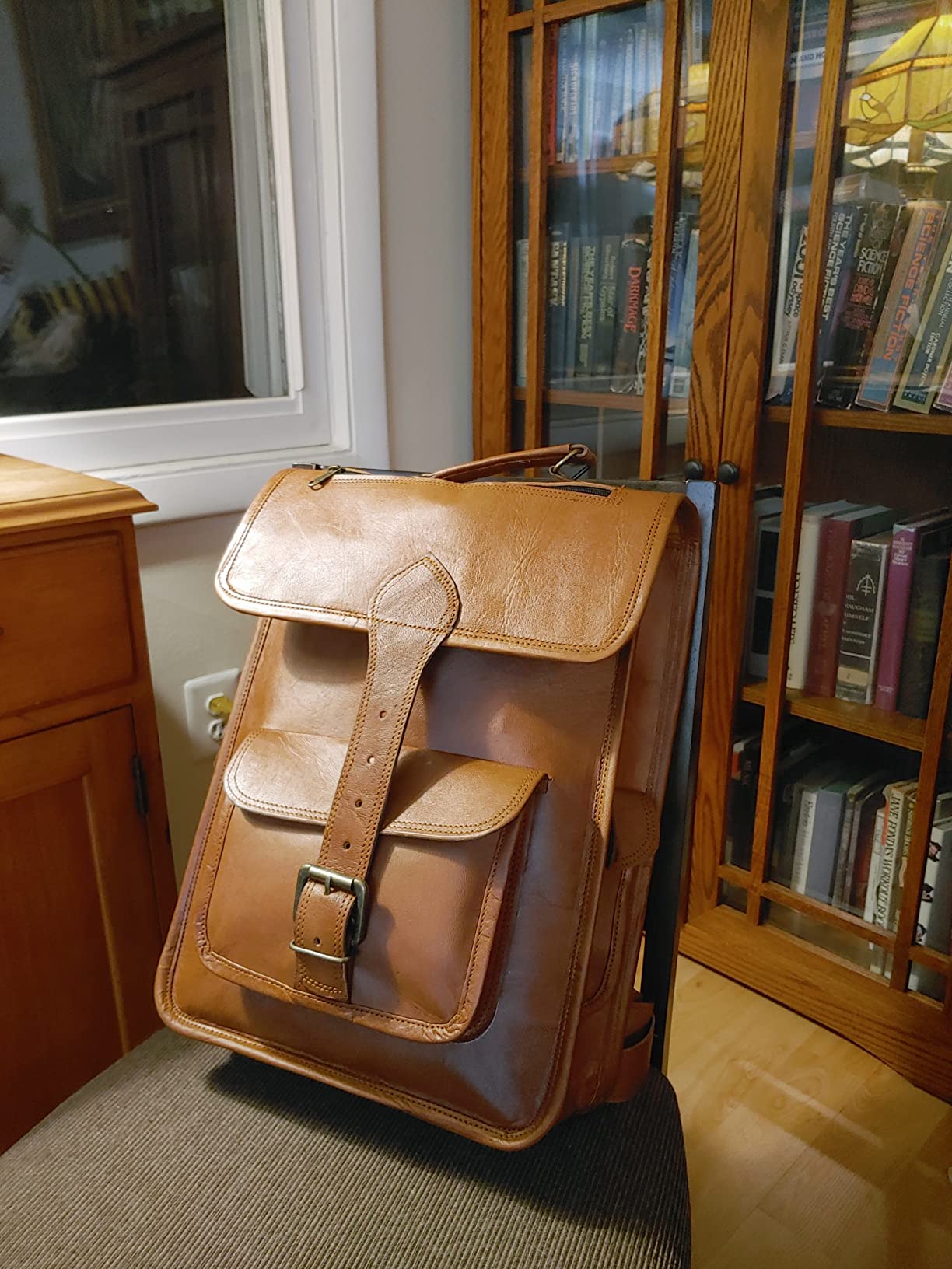 Genuine Top Grain Leather Laptop Backpack for Men and Women, Handmade Veg Tan Vintage Rucksack, Travel Daypack, Gift for Men customer photo 1