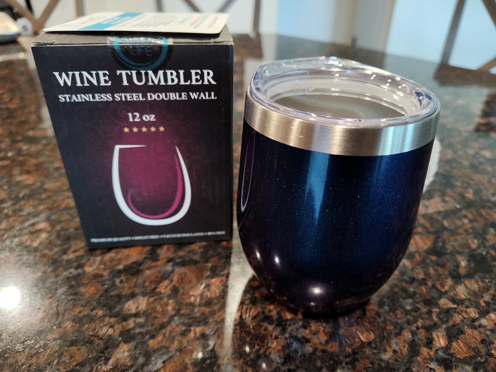 CHILLOUT LIFE 12 oz Stainless Steel Wine Tumblers 4 Pack - Double Wall Vacuum Insulated Wine Glasses Cups with Lids and Straws Set Keeping Cold & Hot for Coffee, Beer, Ice Cream - Dishwasher Safe customer photo 1