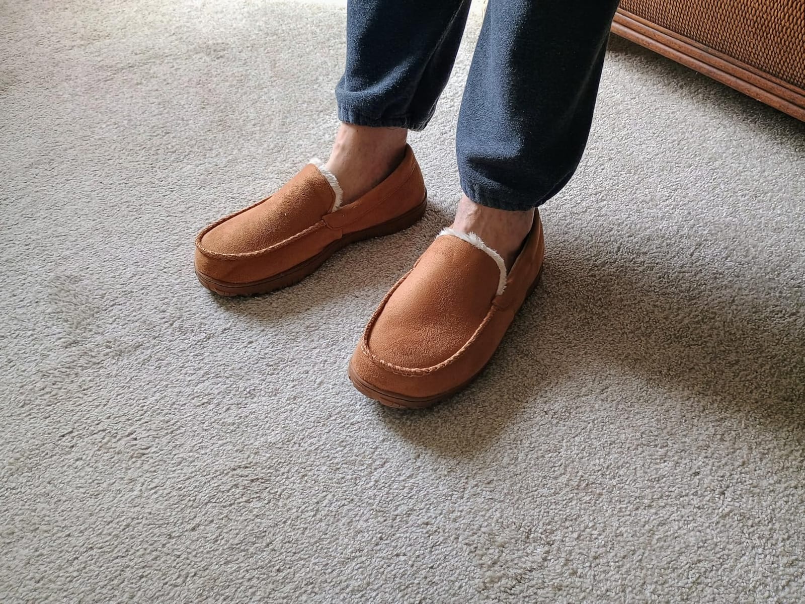 shoeslocker Men's Slippers Indoor Outdoor Warm Soft Plush Memory Foam House Slippers for Men Comfortable Bedroom Moccasin Slipper Non-Slip customer photo 1