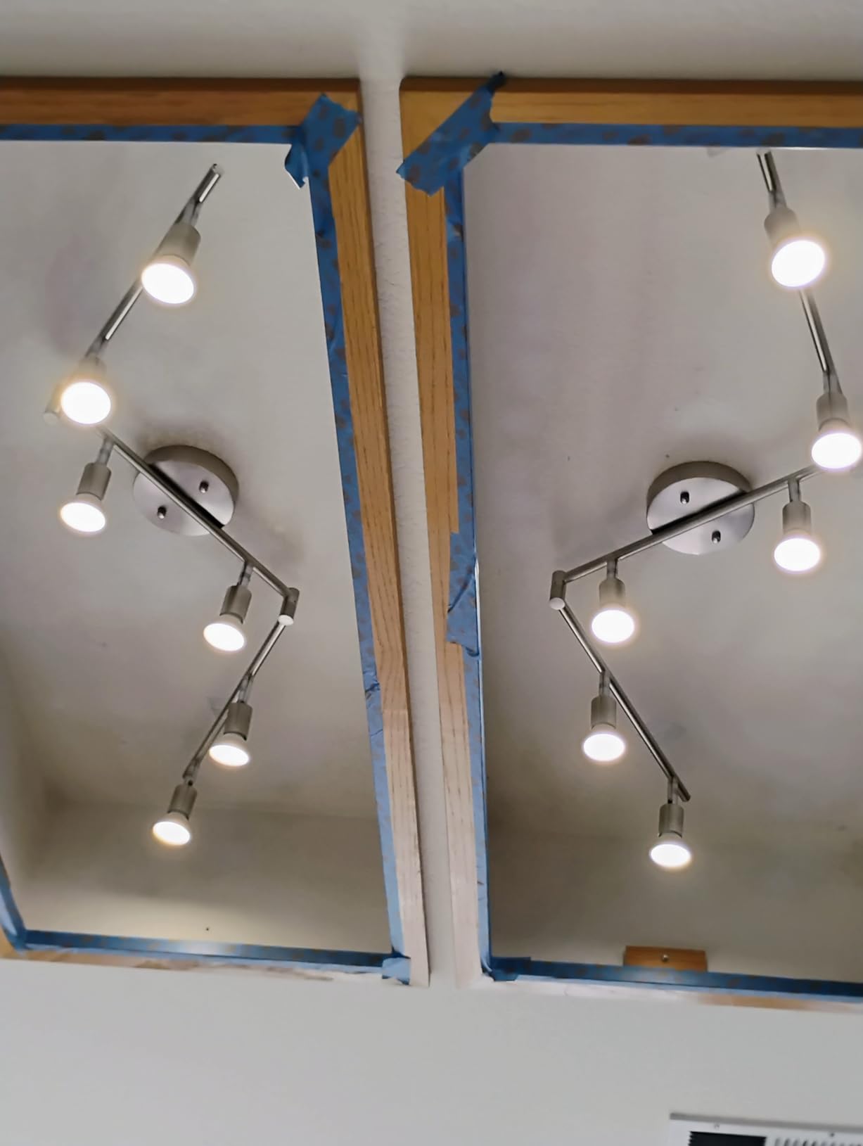 AIBOO 6-Light Adjustable Dimmable Track Lighting Kit, Flexible Foldable Arms,Satin Nickel Kitchen,Hallyway Bed Room Lighting Fixture, GU10 Base Bulbs not Included customer photo 1