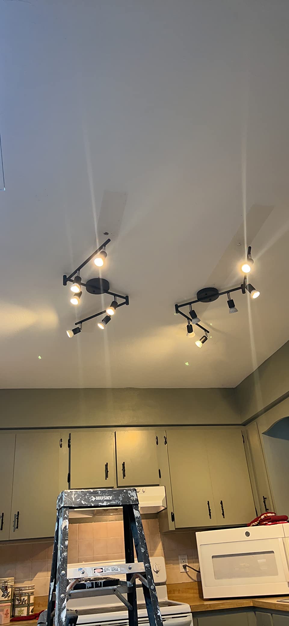 AIBOO 6-Light Adjustable Dimmable Track Lighting Kit, Flexible Foldable Arms,Satin Nickel Kitchen,Hallyway Bed Room Lighting Fixture, GU10 Base Bulbs not Included customer photo 2