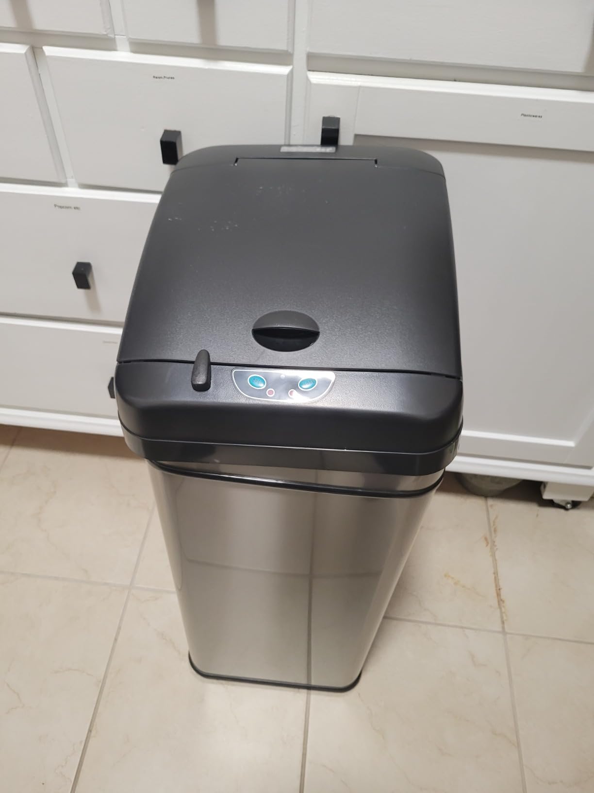 iTouchless 50L / 13 Gal. Dog-Proof Sensor Kitchen Trash Can | Odor Filter | AbsorbX Odorless Pet-Lock Touchless Lid Wastebasket | Stainless Steel Garbage Recycling Bin for Kitchen, Home, Office, Dorm customer photo 2