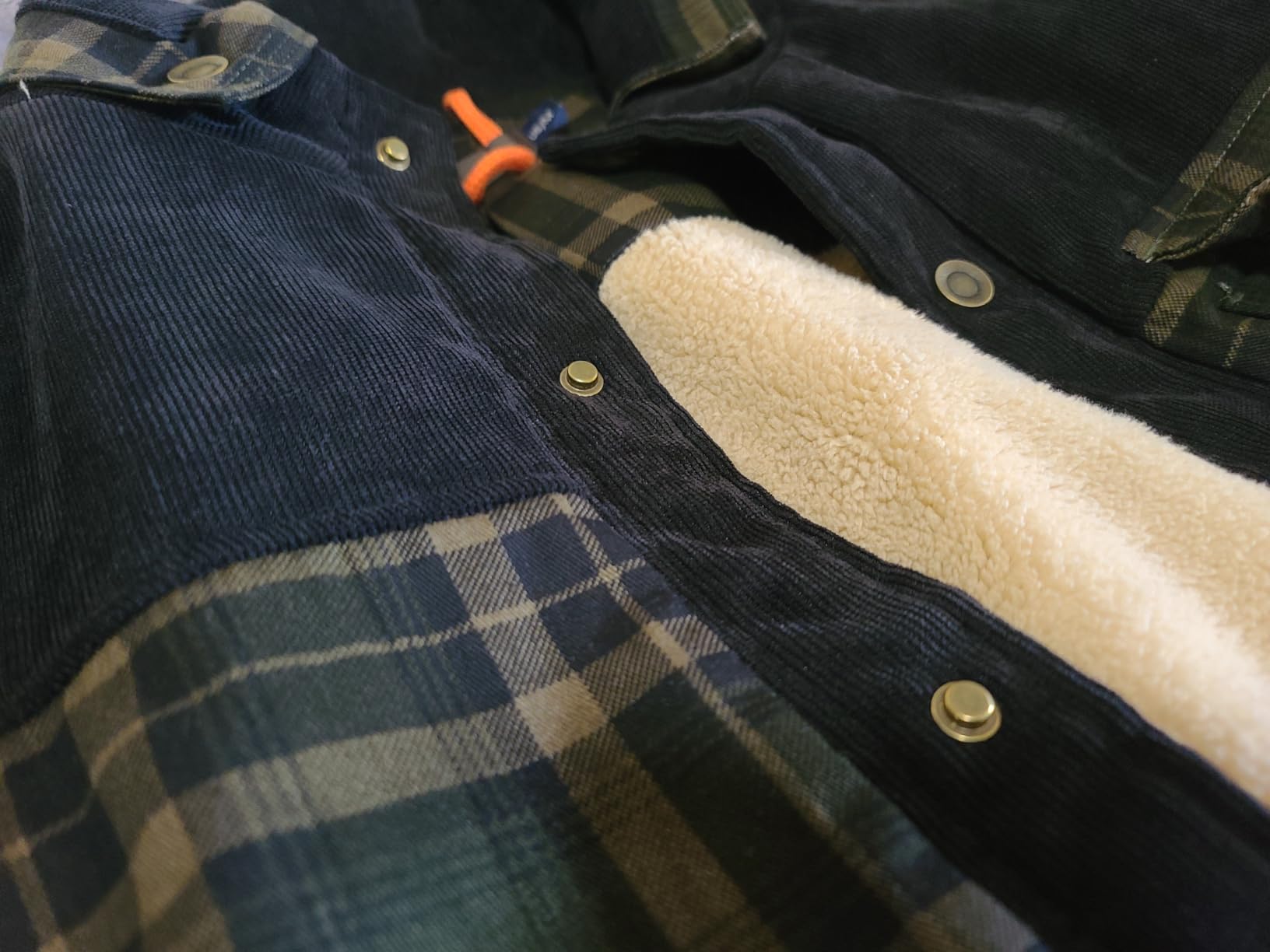 Haellun Men's Long Sleeve Sherpa Lined Shirt Jacket Flannel Plaid Fleece Coats customer photo 1