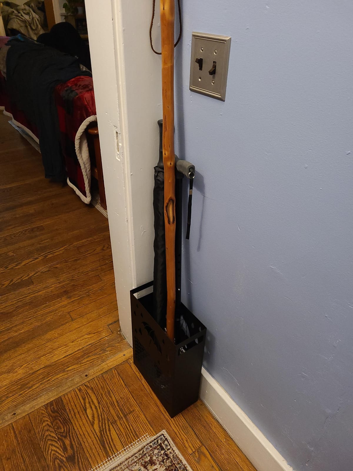 SONGMICS Metal Umbrella Stand, Rectangular, Removable Drip Tray, 4 Hooks customer photo 1