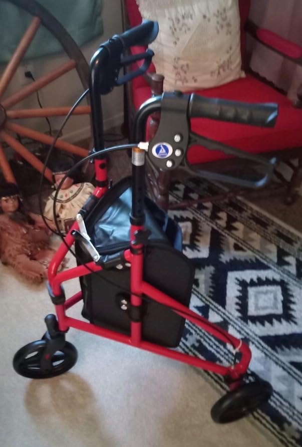 Dynarex DynaGo Zoom Rollator is Foldable, Lightweight, and Travel Friendly, This 3-Wheel Rolling Walker has a 250 Lb. Weight Capacity, Includes a Large, Removable Storage Pouch, Red Frame, 1 Rollator customer photo 1