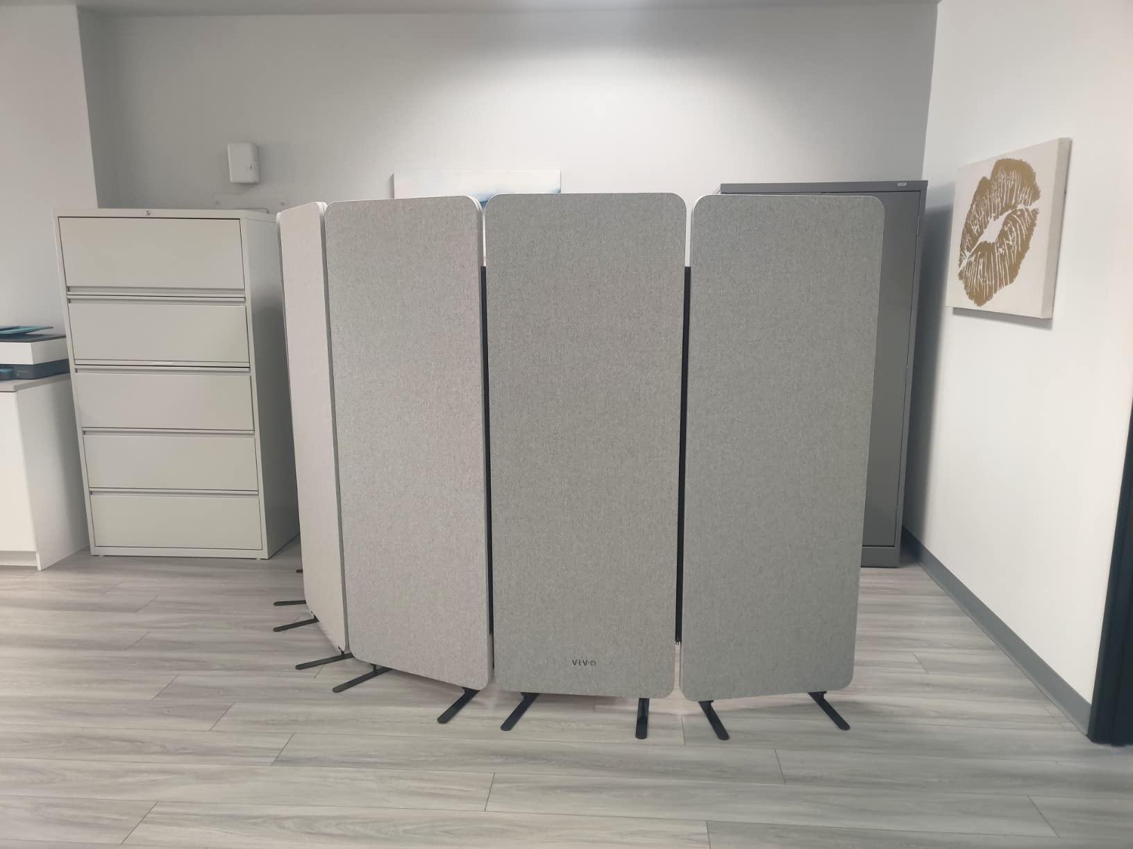 VIVO Freestanding 72 x 66 inch Privacy Panel, Cubicle Divider, Acoustic Wall Partition, x3 24 inch Panels, Gray, PP-3-T072G customer photo 1