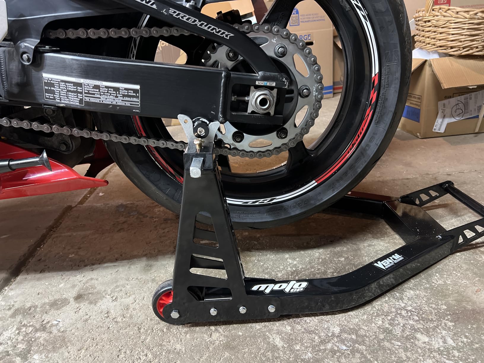 Venom Sport Bike Motorcycle Stand Front & Rear Motorcycle Lift Combo - Black Universal Front Fork & Swingarm Y & Paddle Lift Bike Stand Set, Compatible with Yamaha, Honda, Kawasaki, Suzuki, & BMW customer photo 2