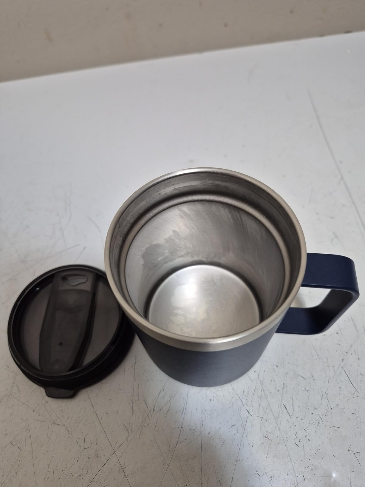 12 oz Insulated Travel Coffee Mug with Handle, Navy customer photo 1