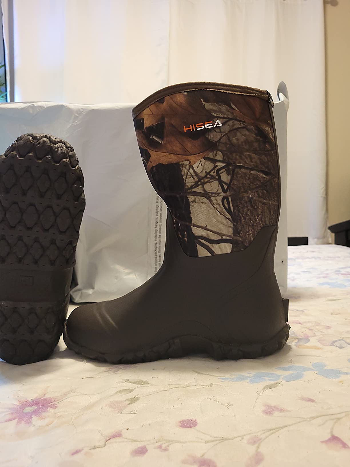 HISEA Men's Rain Boots Neoprene Rubber Boots Waterproof Insulated Mud Boots customer photo 2