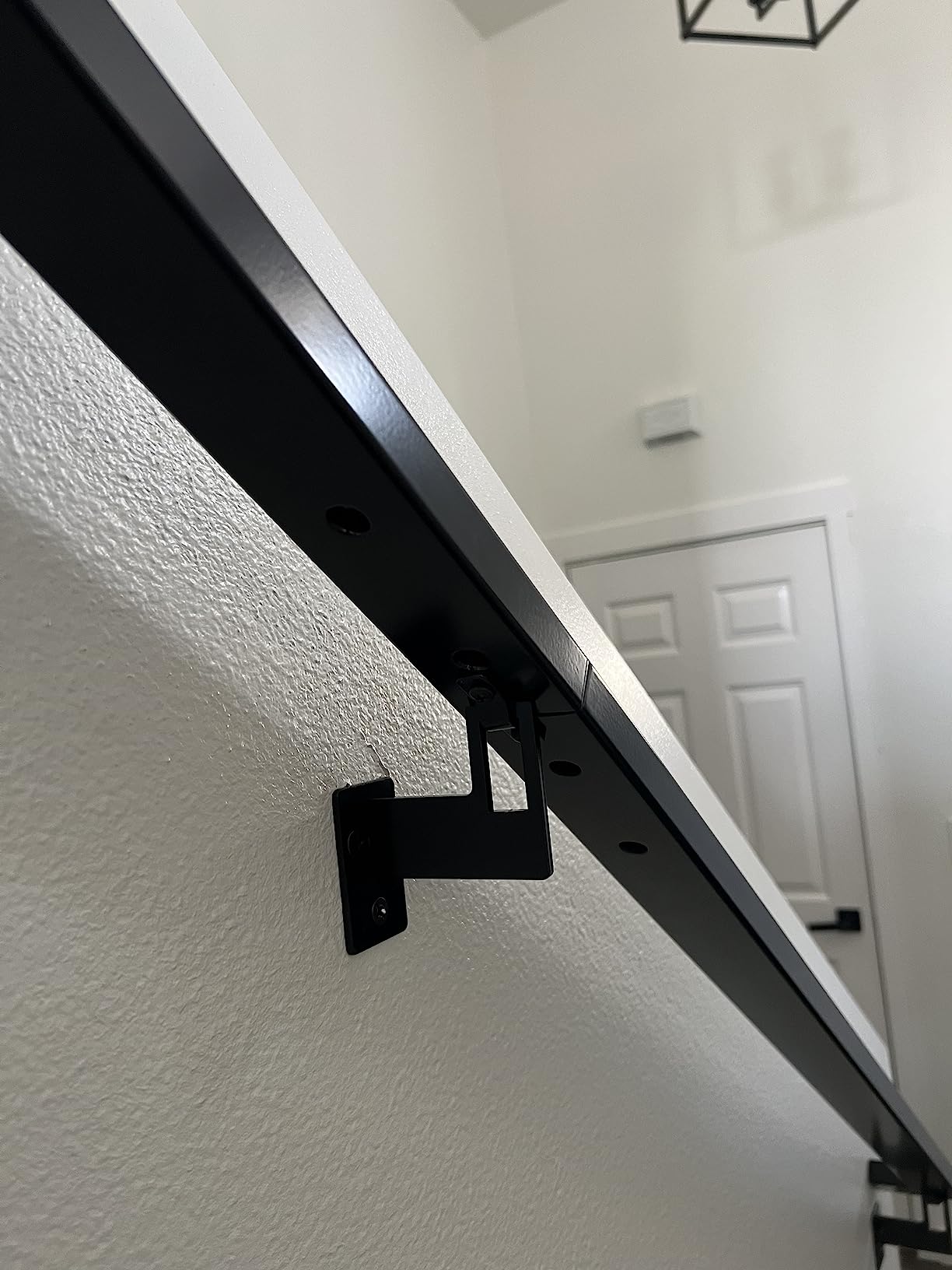 Modern Aluminum Handrail Grab Bar Kit, Adjustable Steel Brackets Included, Returns to Wall, Powder Coated Finish (Black, 10 Foot Handrail Set) customer photo 1