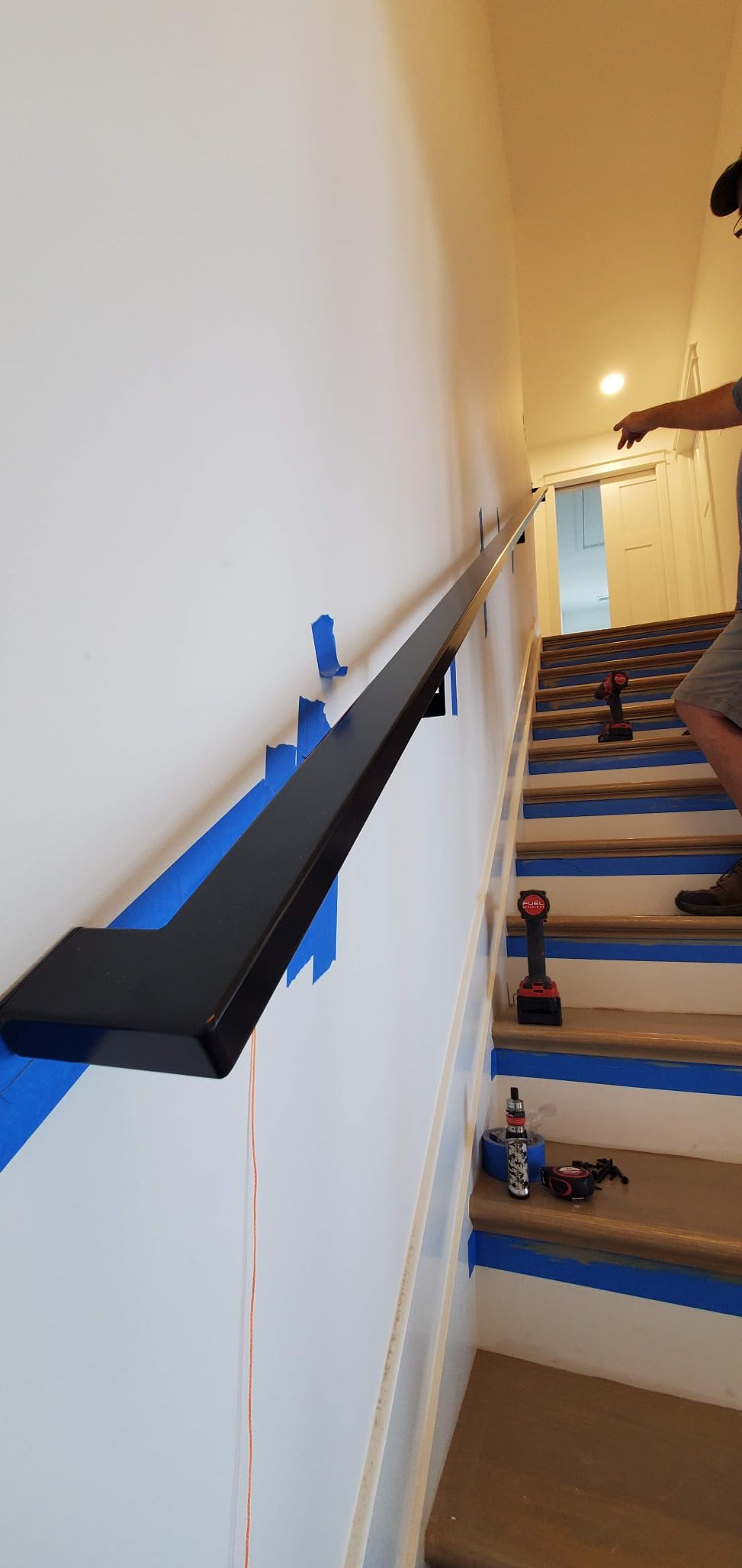 Modern Aluminum Handrail Grab Bar Kit, Adjustable Steel Brackets Included, Returns to Wall, Powder Coated Finish (Black, 6 Foot Handrail Set) customer photo 1