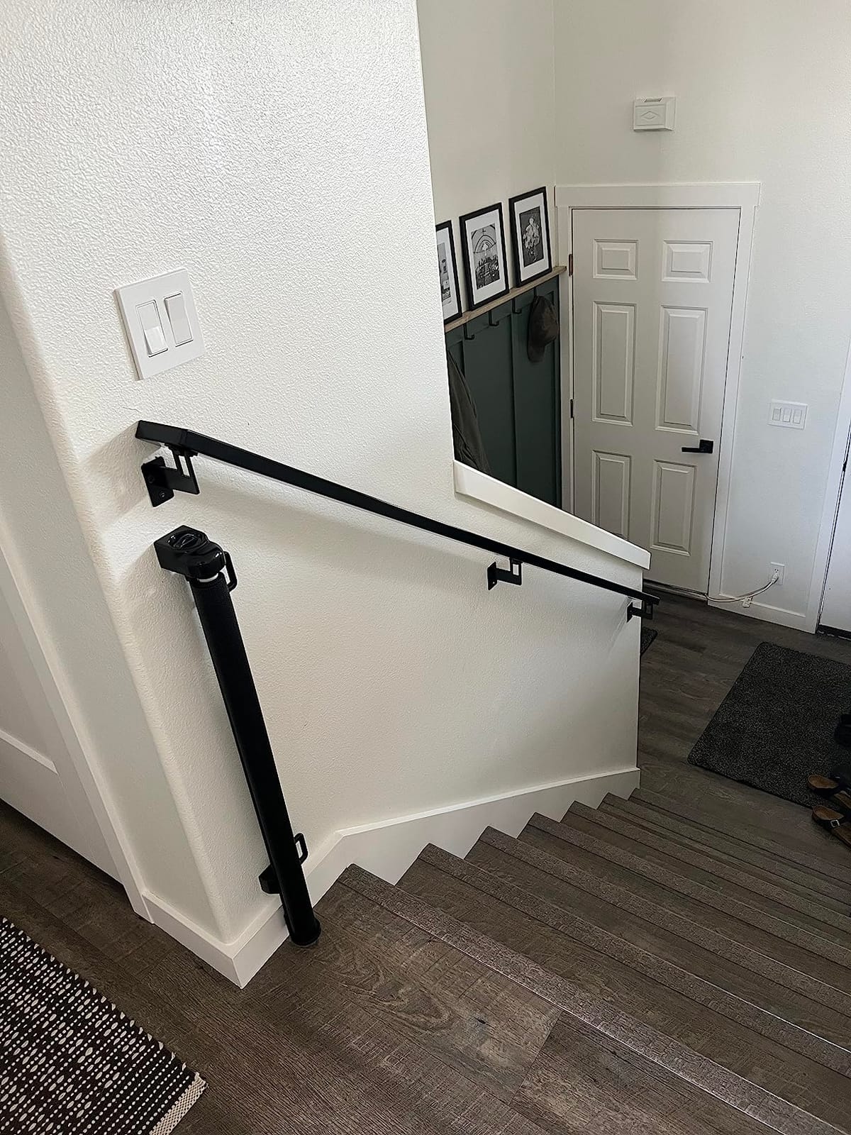 Modern Aluminum Handrail Grab Bar Kit, Adjustable Steel Brackets Included, Returns to Wall, Powder Coated Finish (Black, 6 Foot Handrail Set) customer photo 2