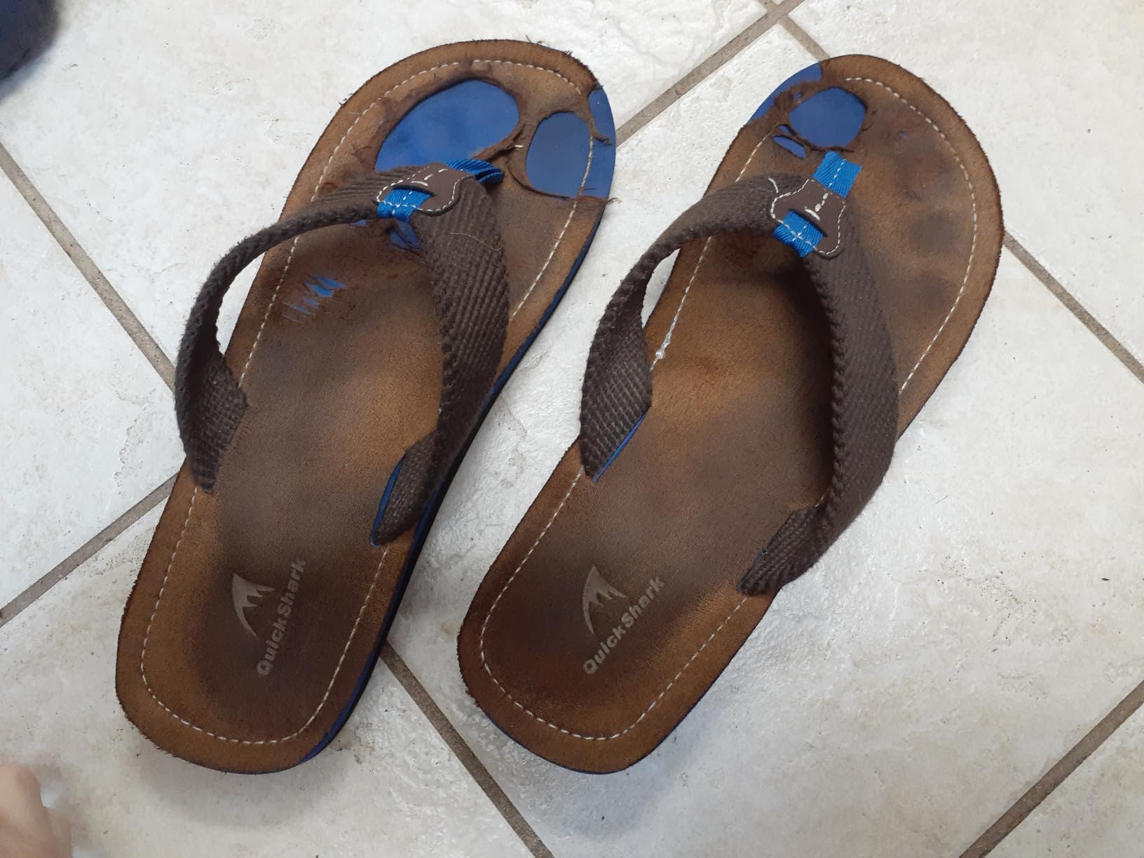 Quickshark Mens Flip Flops Leather Thong Sandals Arch Support Beach Slippers customer photo 2